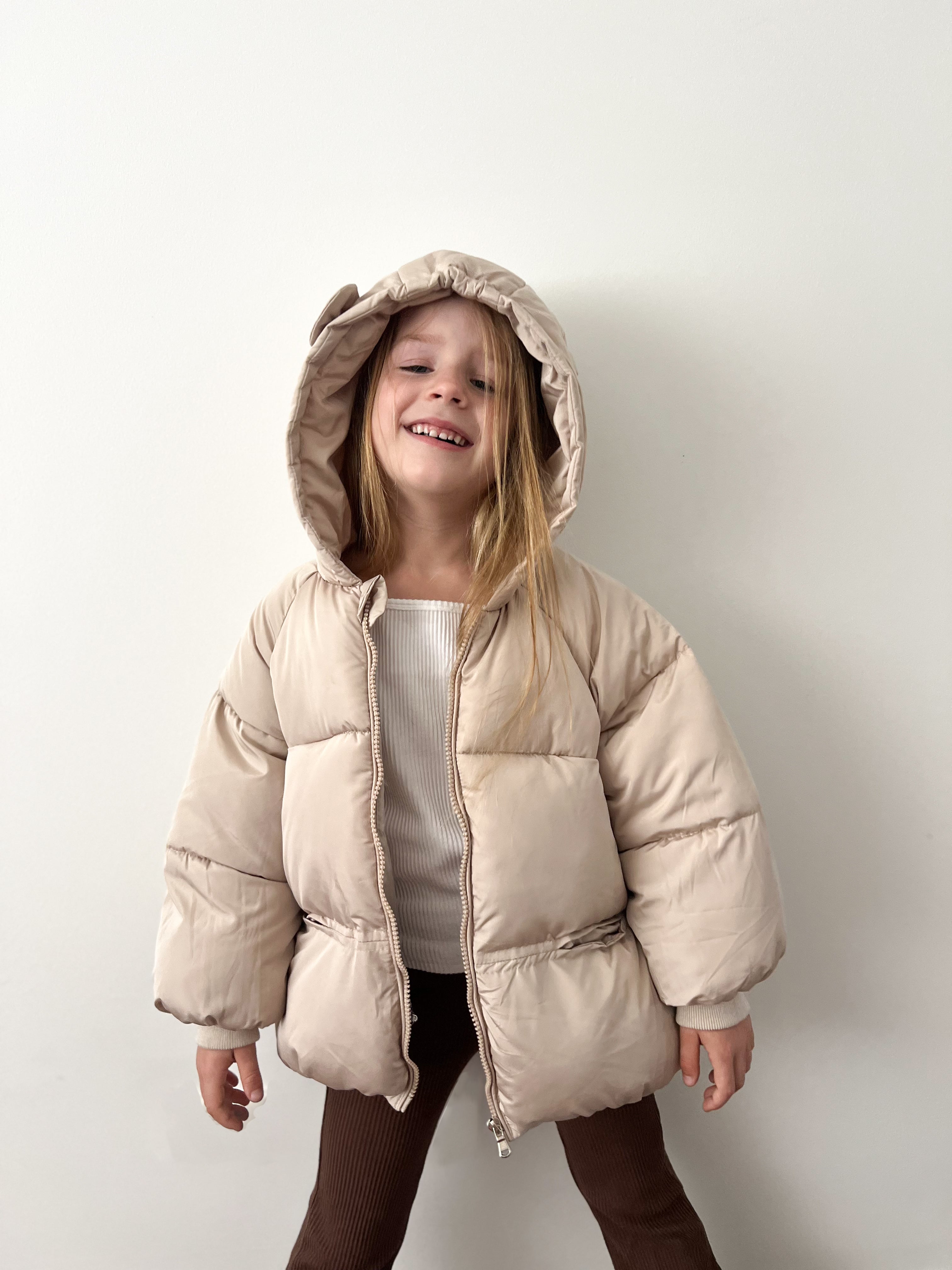 Bear Puff Coat - Beige