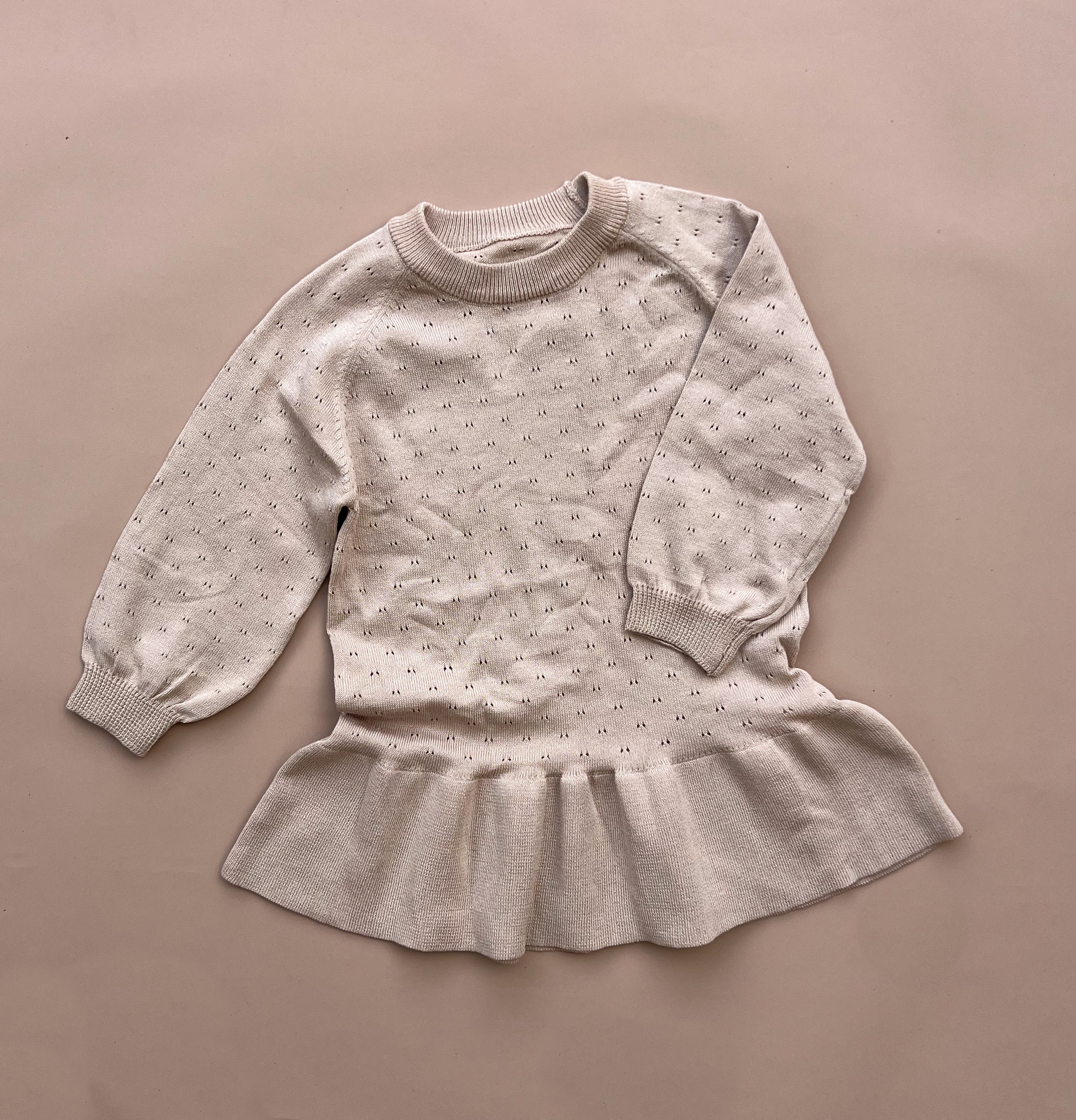 Pointelle Peplum Top - Dusty Blush