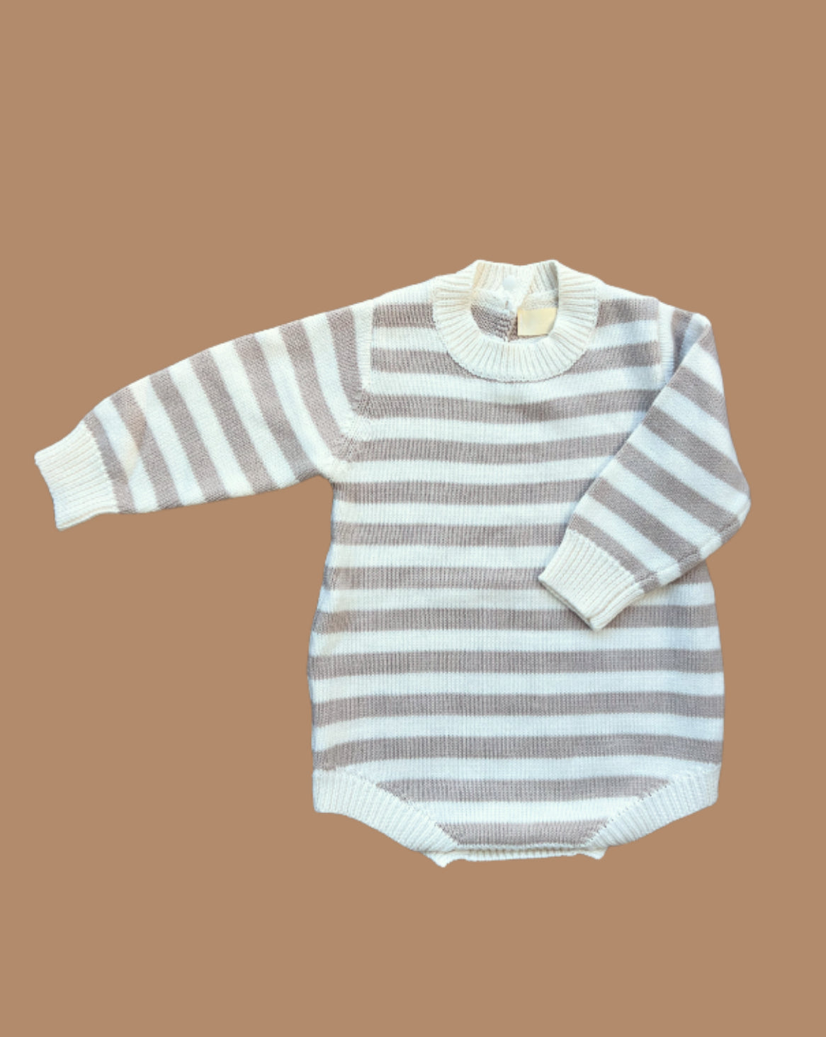 Stripe Knit Romper - Cream & Natural