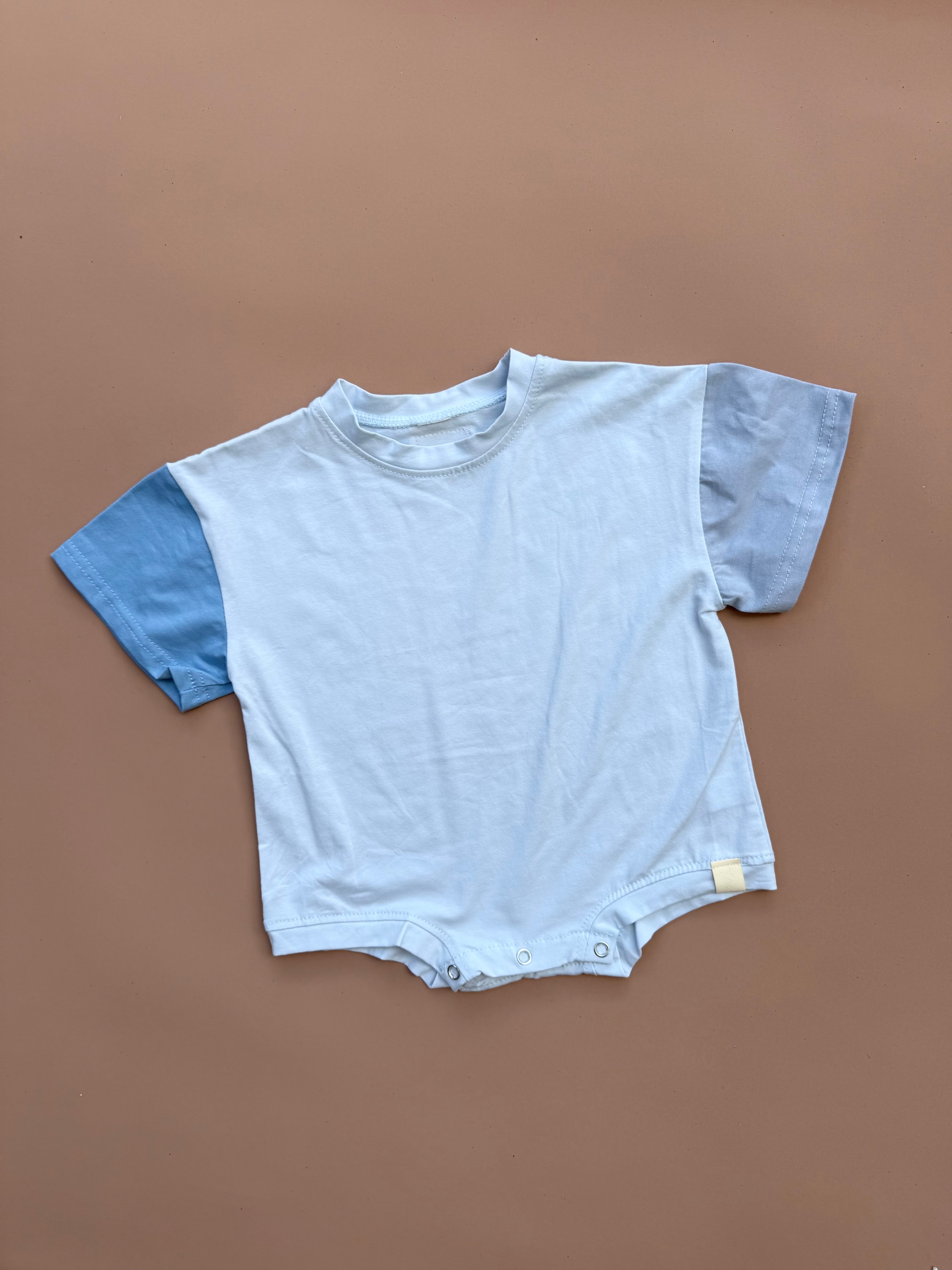 Colour Block Tee Romper - Blues