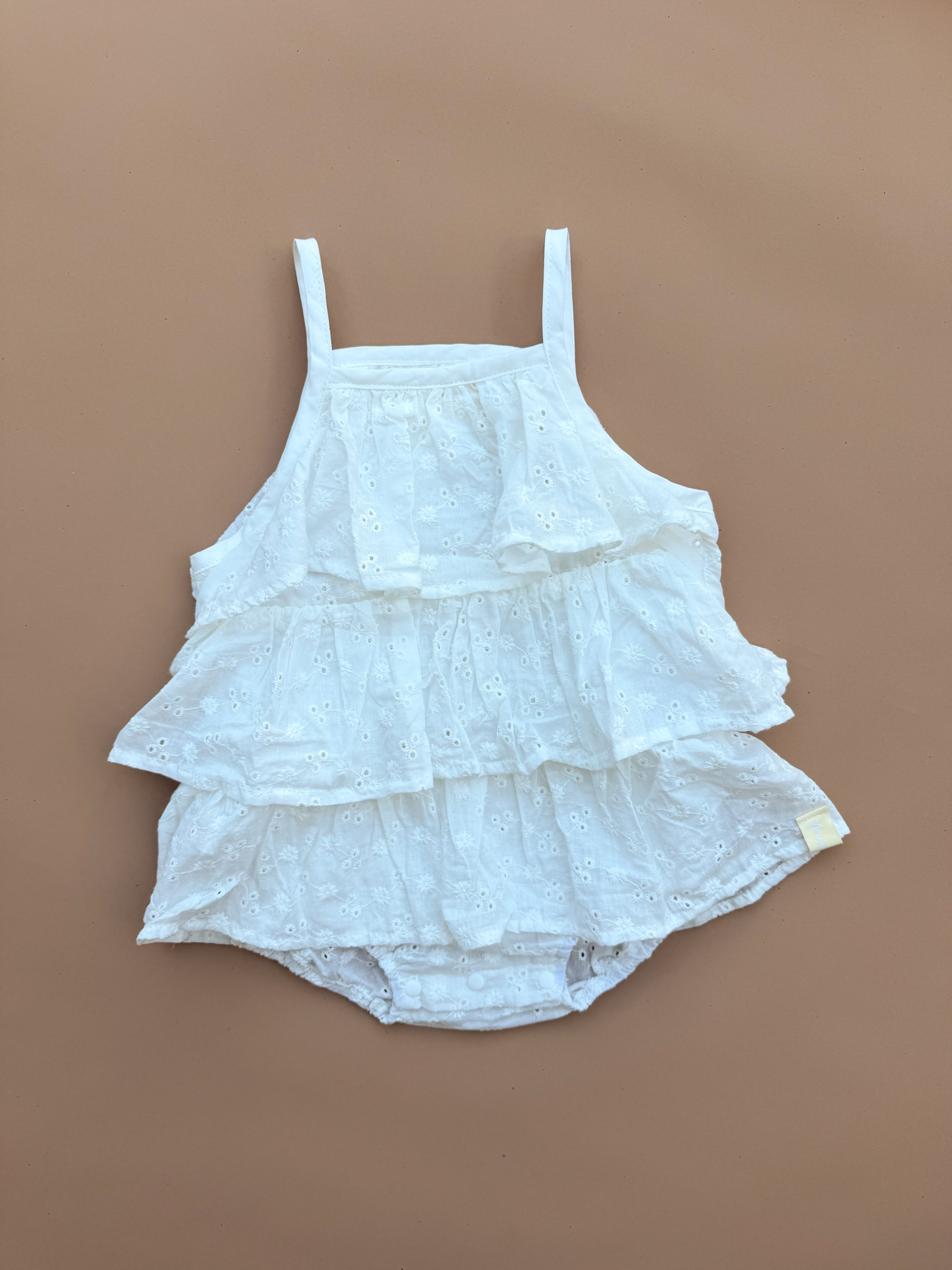 India Romper - White Broderie