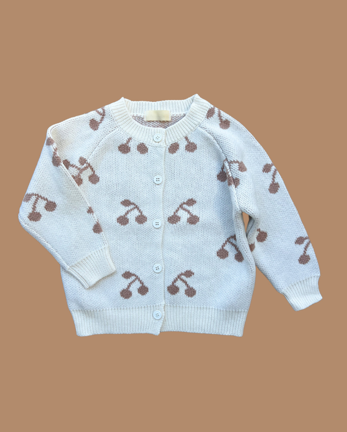 Cherry Knit Cardi - Creme Caramel