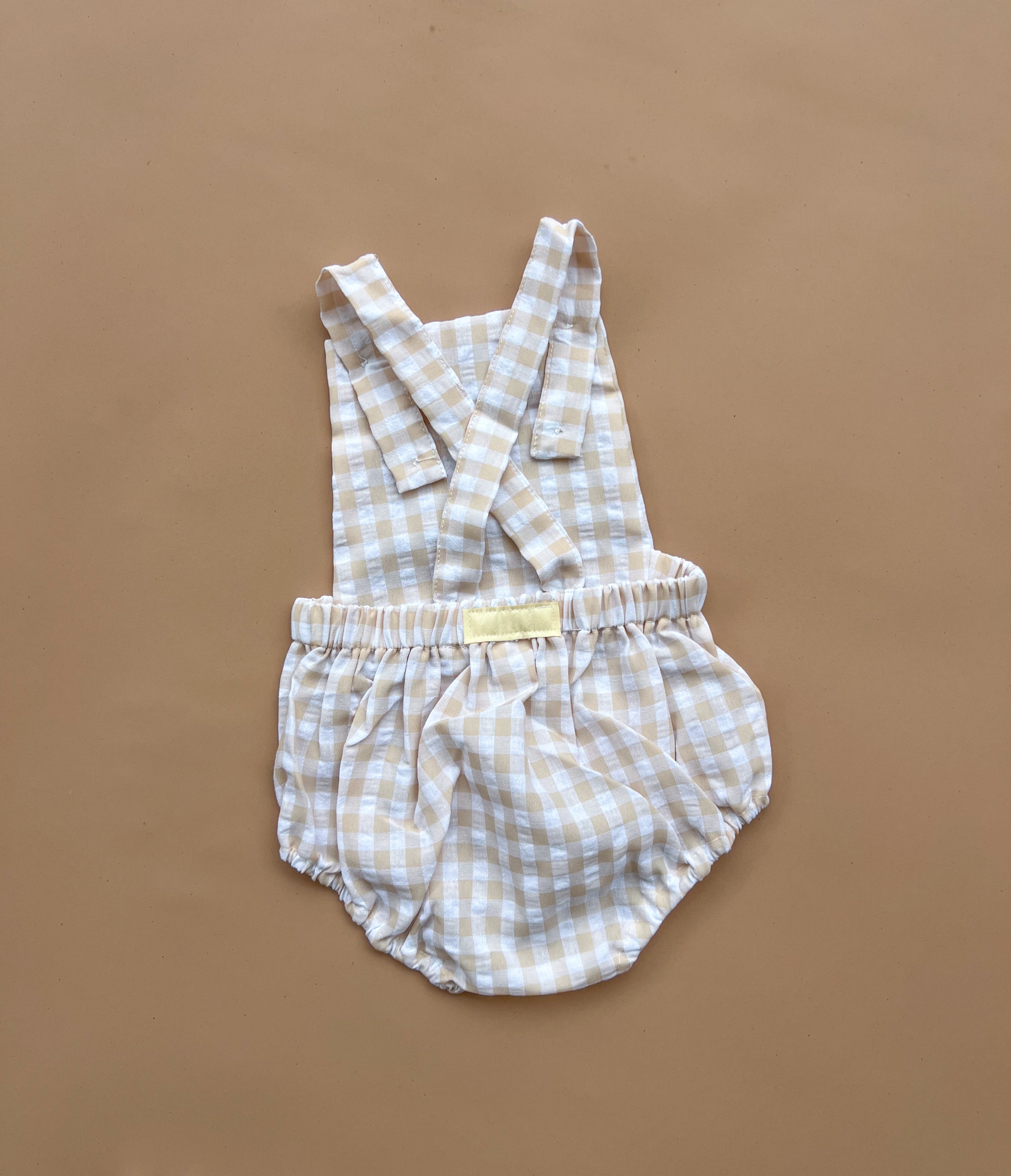 Harrie Romper - Natural Gingham