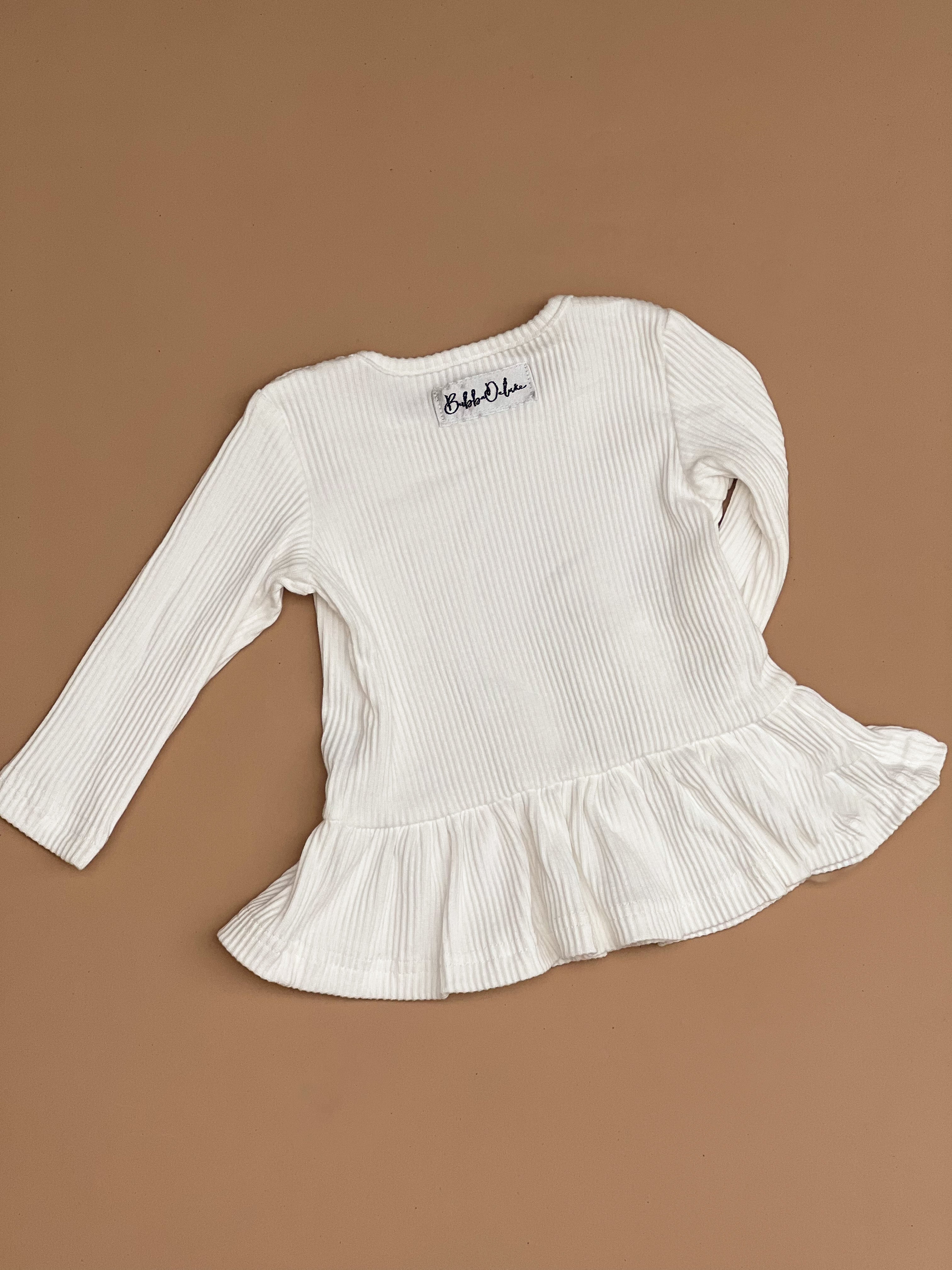 Long Sleeve Peplum Top - Coconut