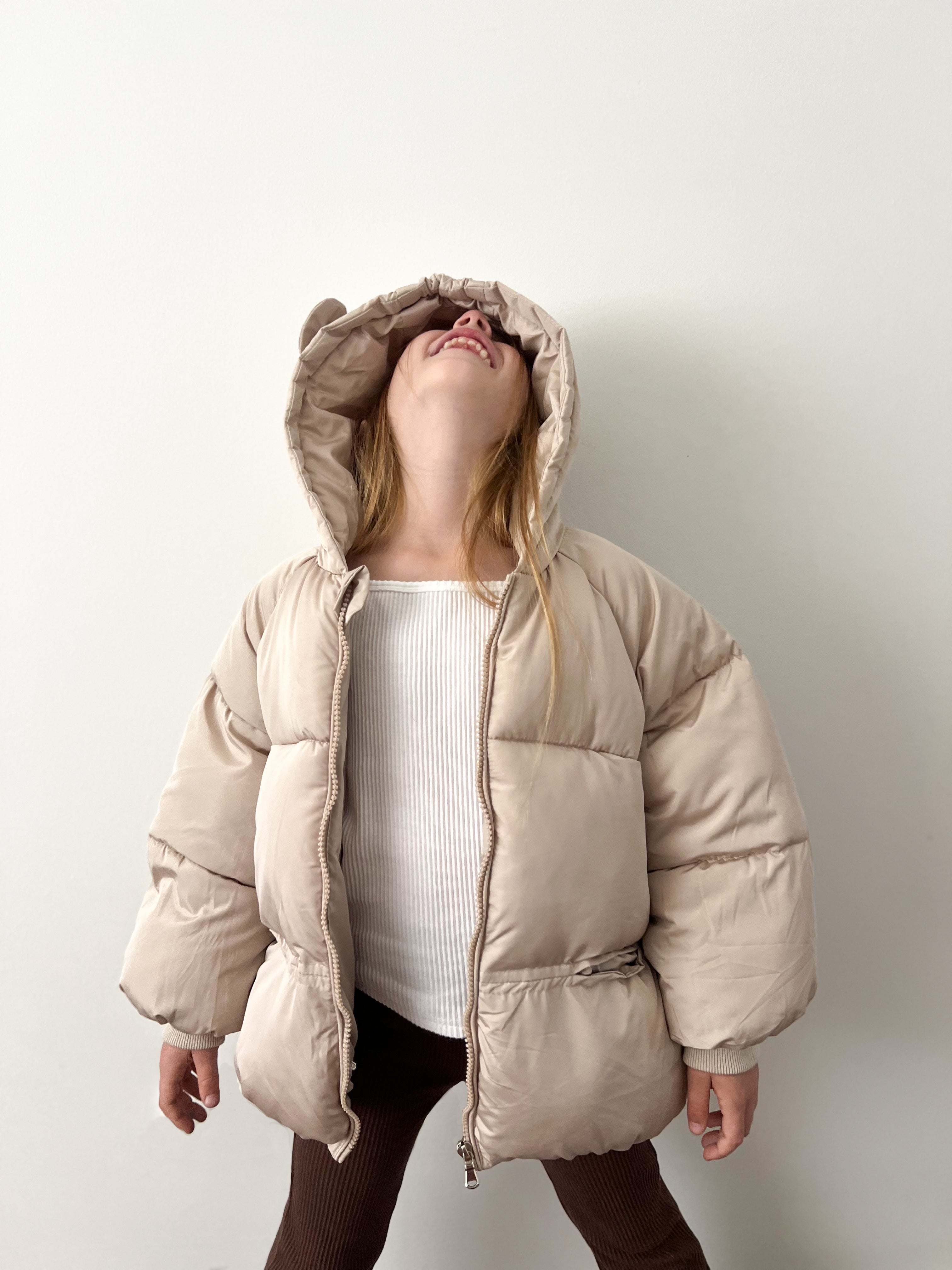 Bear Puff Coat - Beige