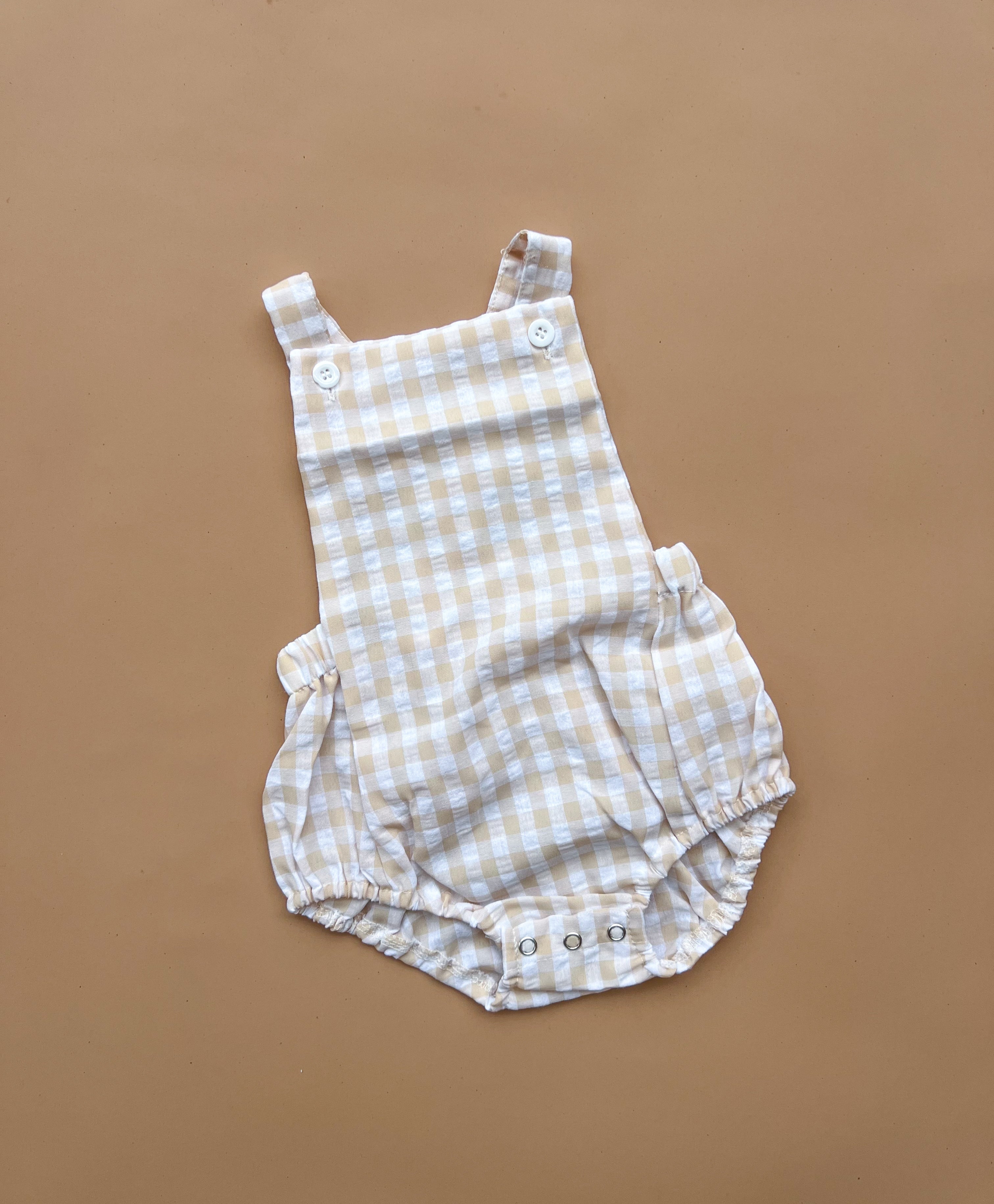Harrie Romper - Natural Gingham