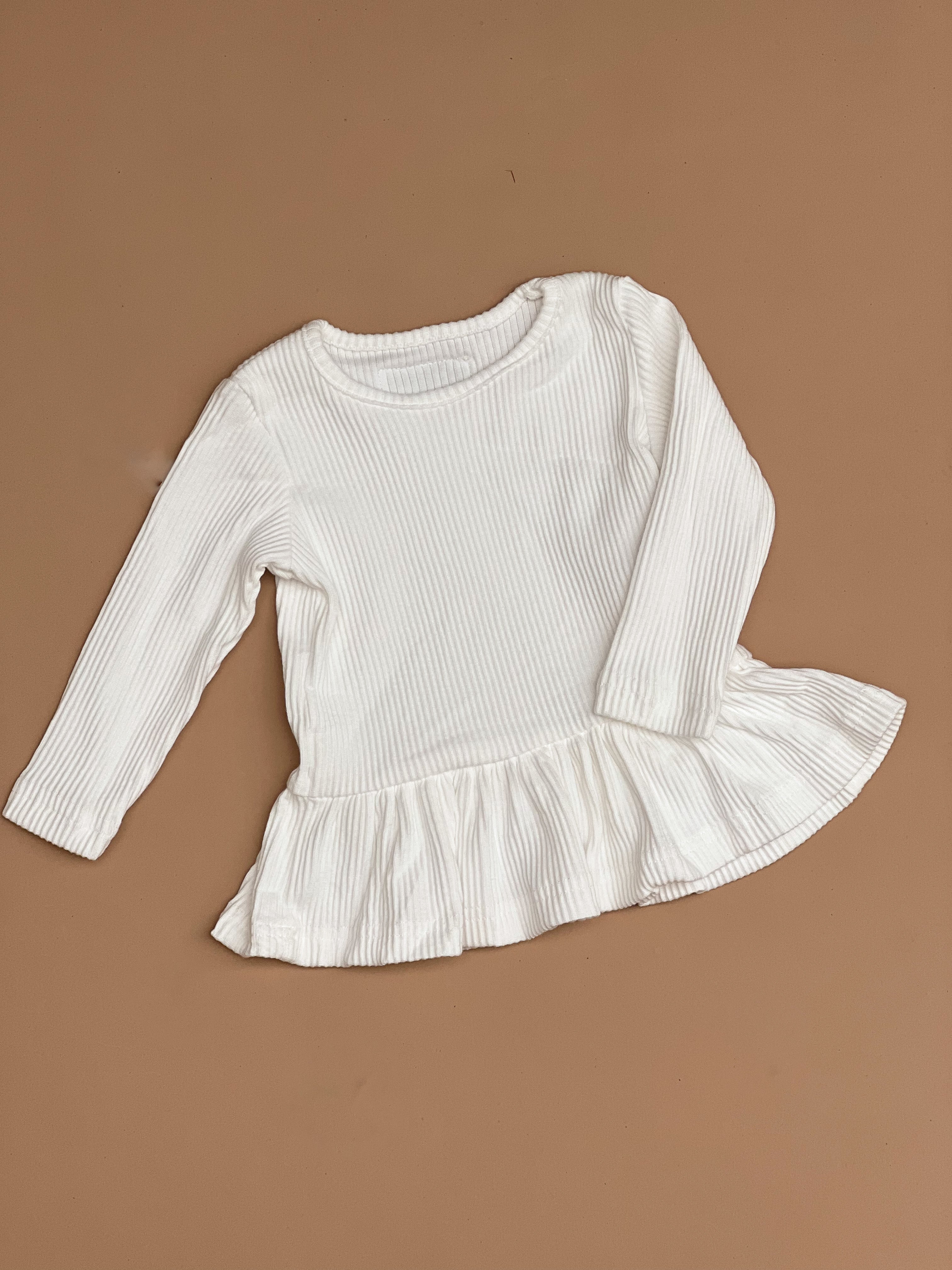 Long Sleeve Peplum Top - Coconut