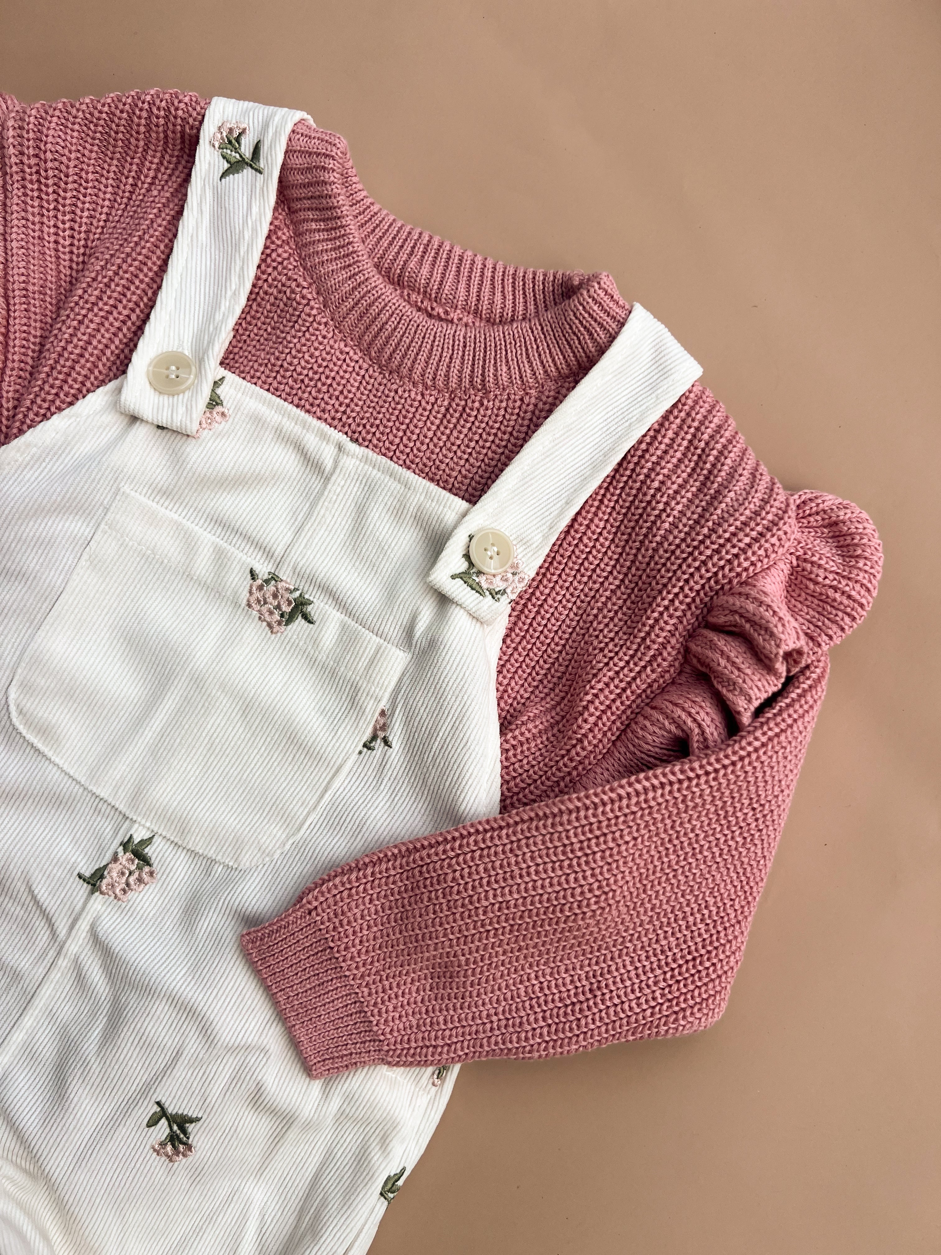 Embroidered Overalls - Ivory
