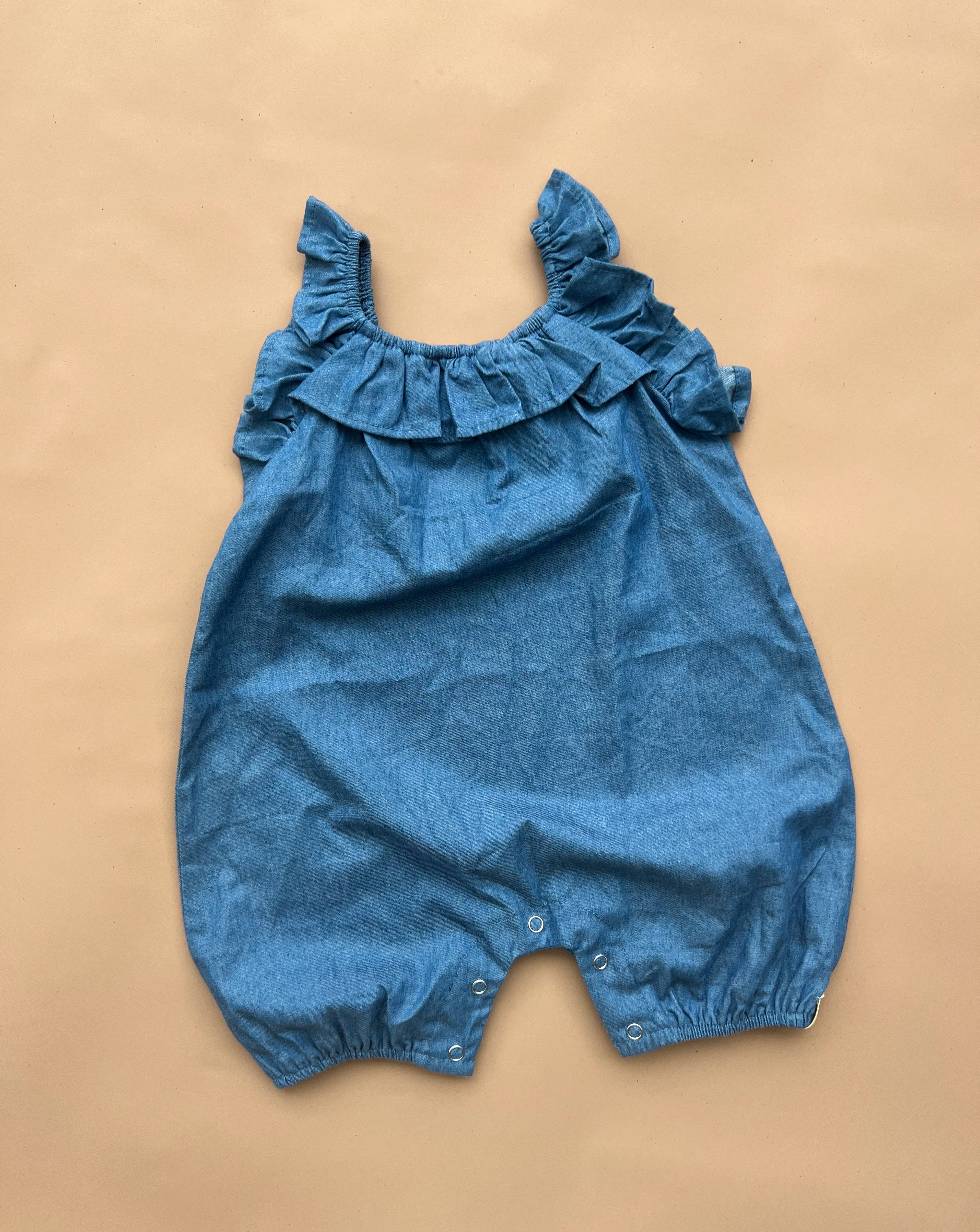 Ruffle Denim Jumpsuit