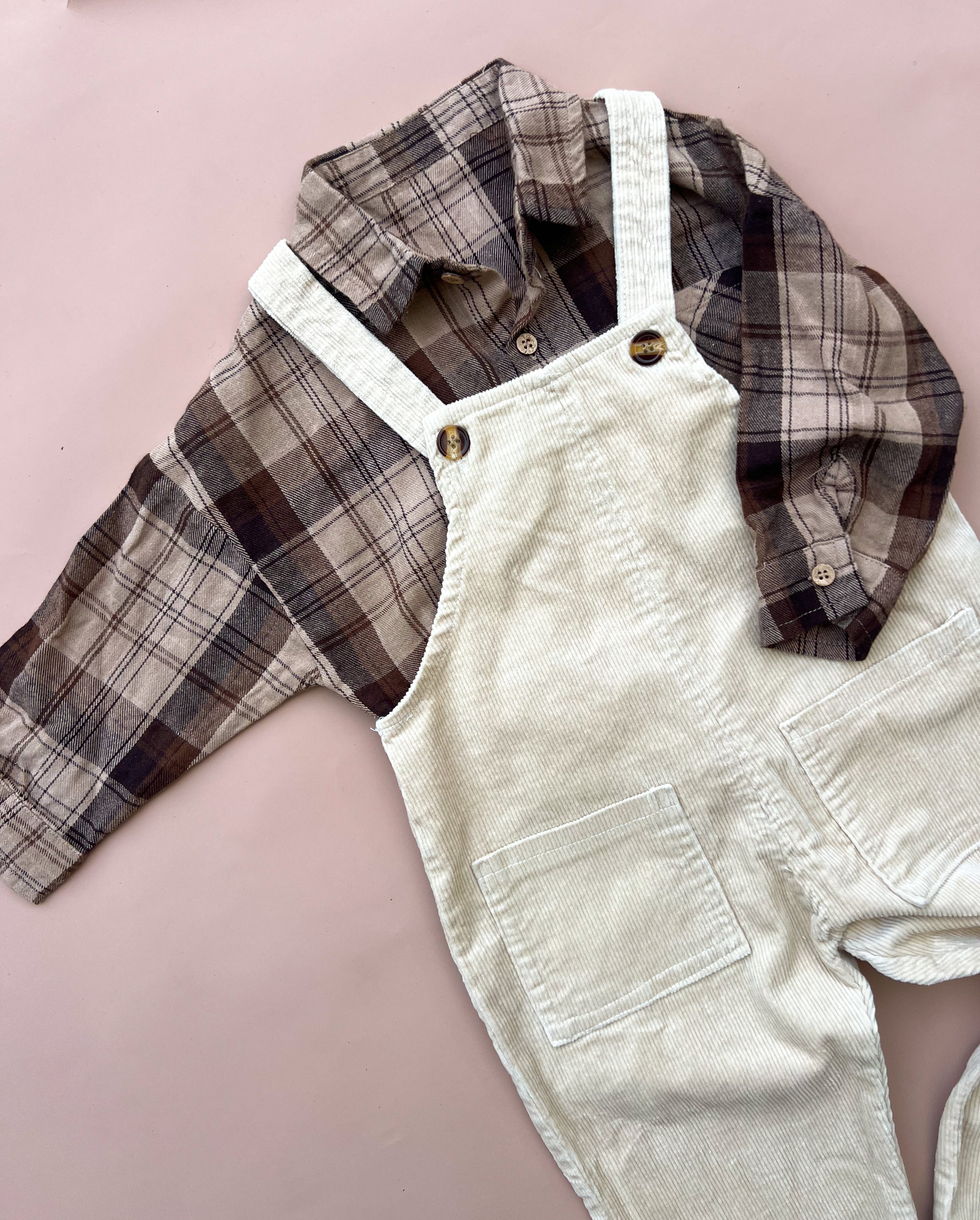Corduroy Overalls - Cream