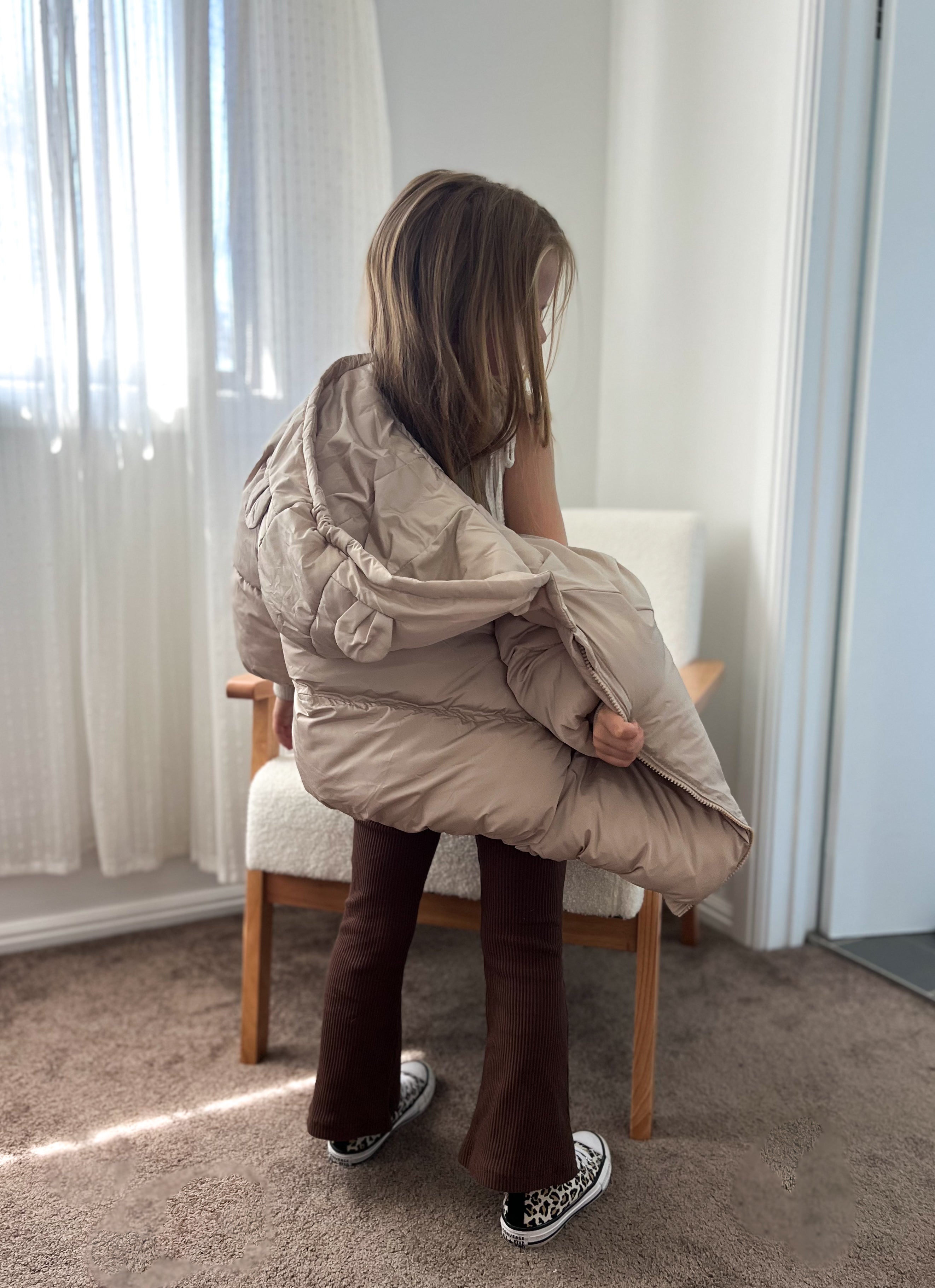 Bear Puff Coat - Beige