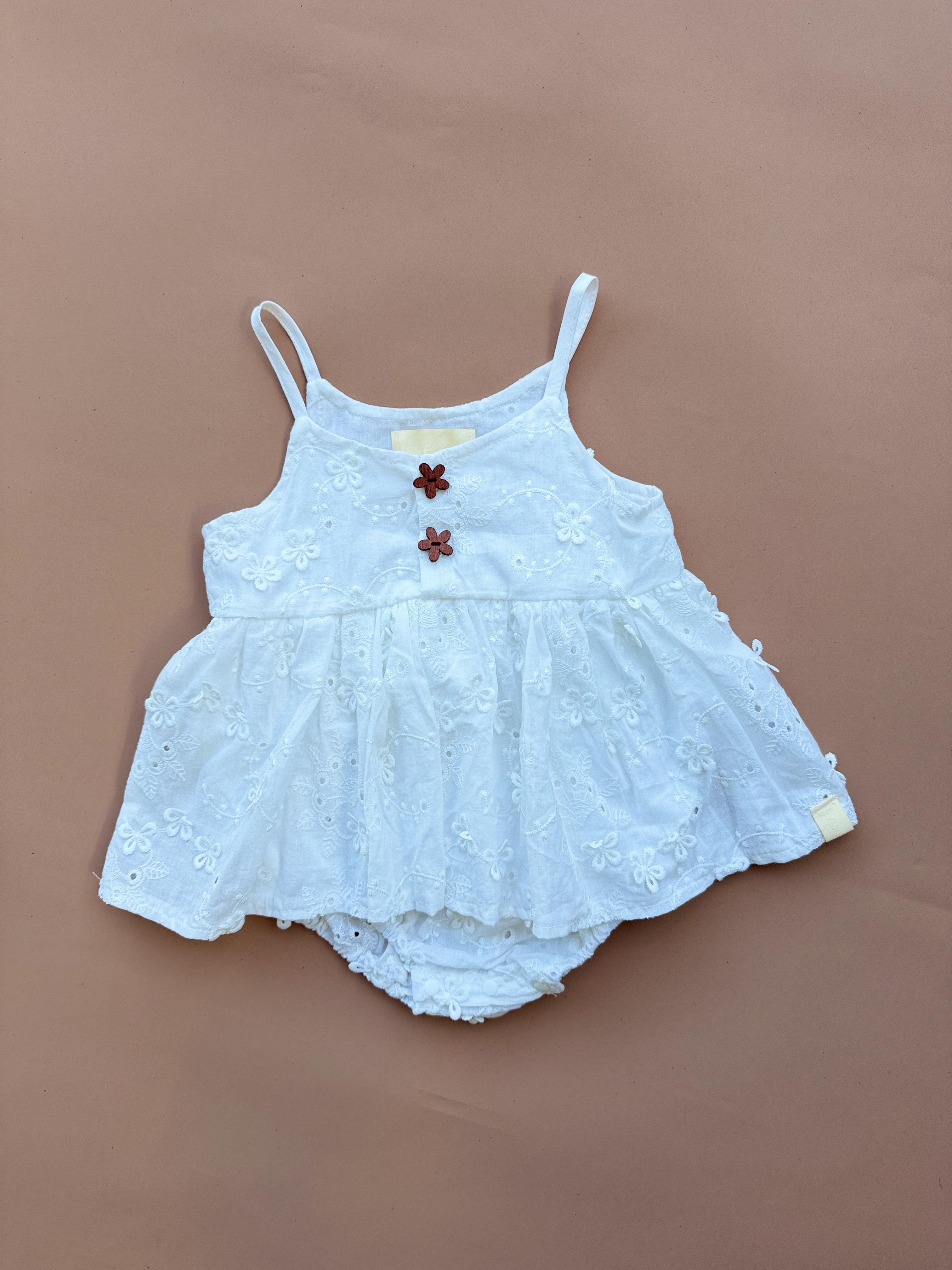 Claire Romper - White Embroidered
