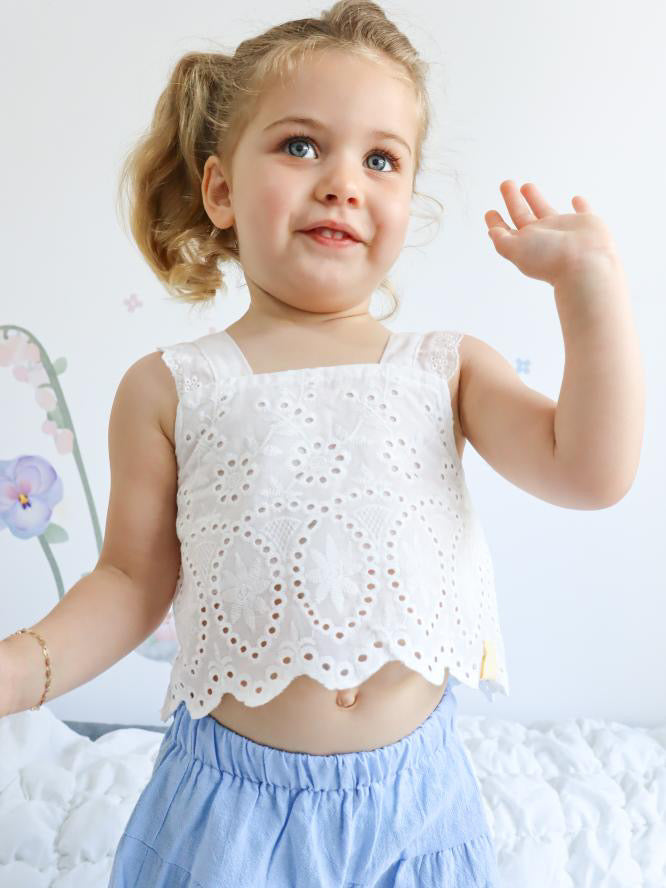 Camilla Top - White Broderie