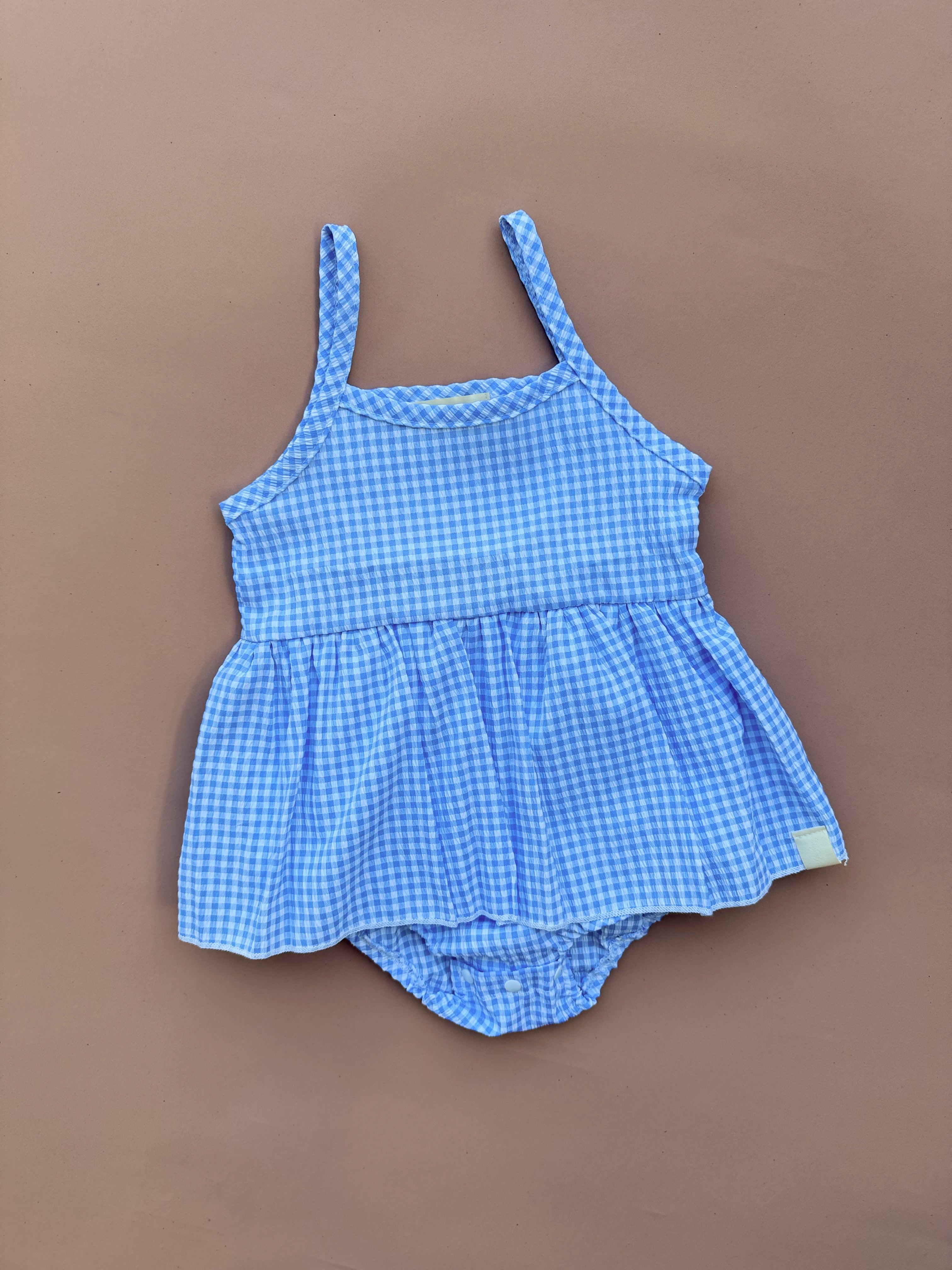 Zoe Romper - Cornflower Gingham