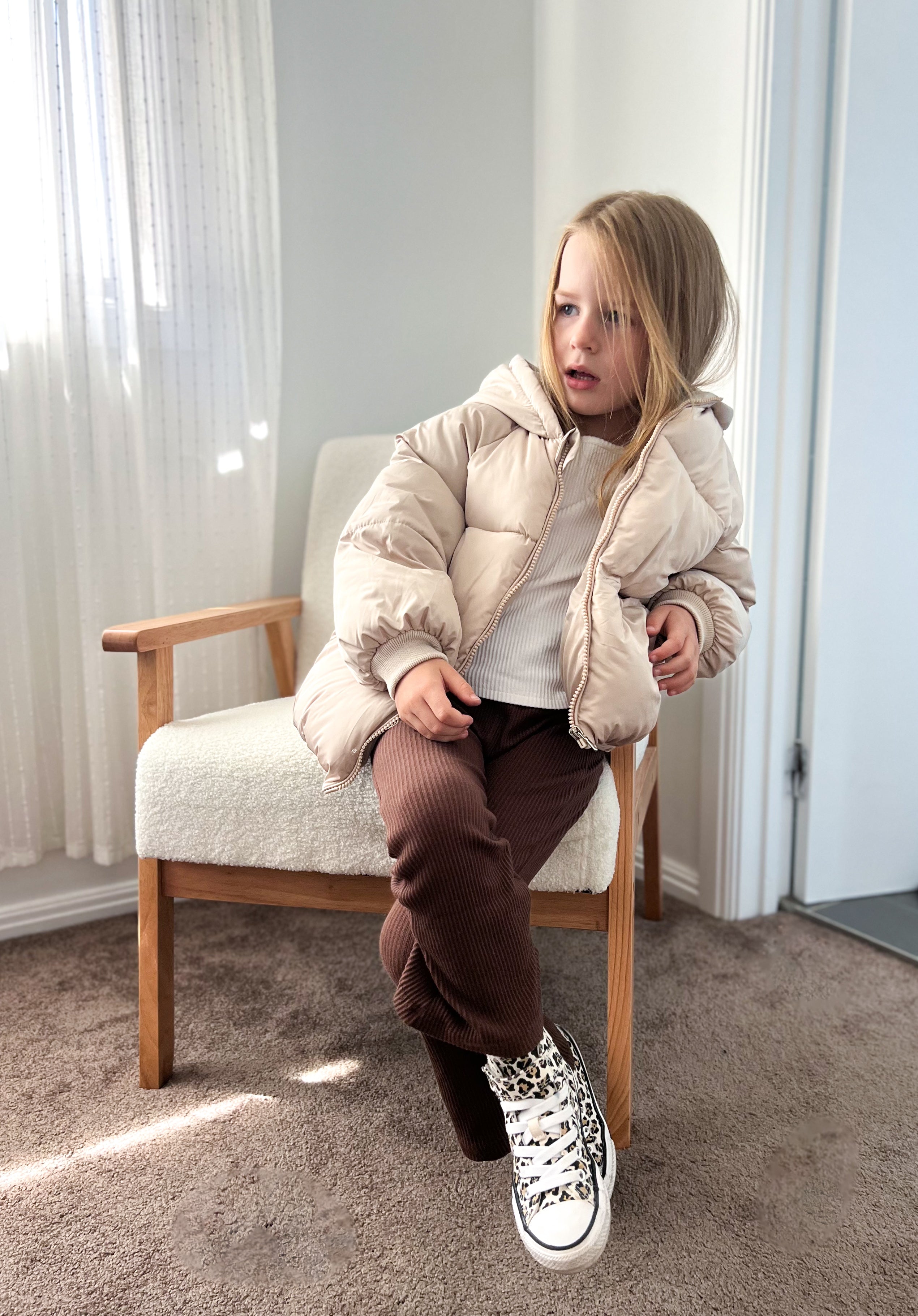 Bear Puff Coat - Beige