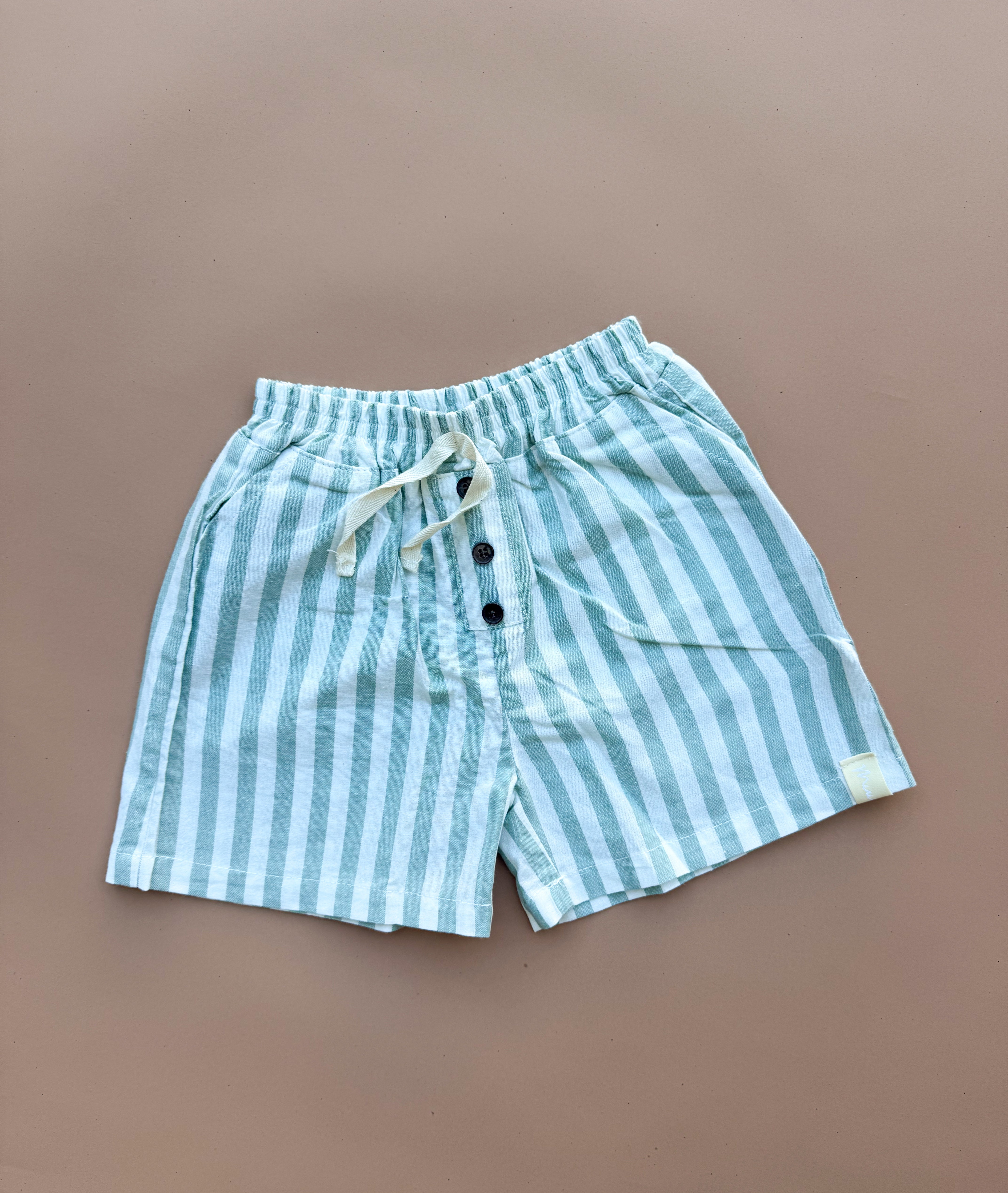 Linen Stripe Shorts - Mint Stripe
