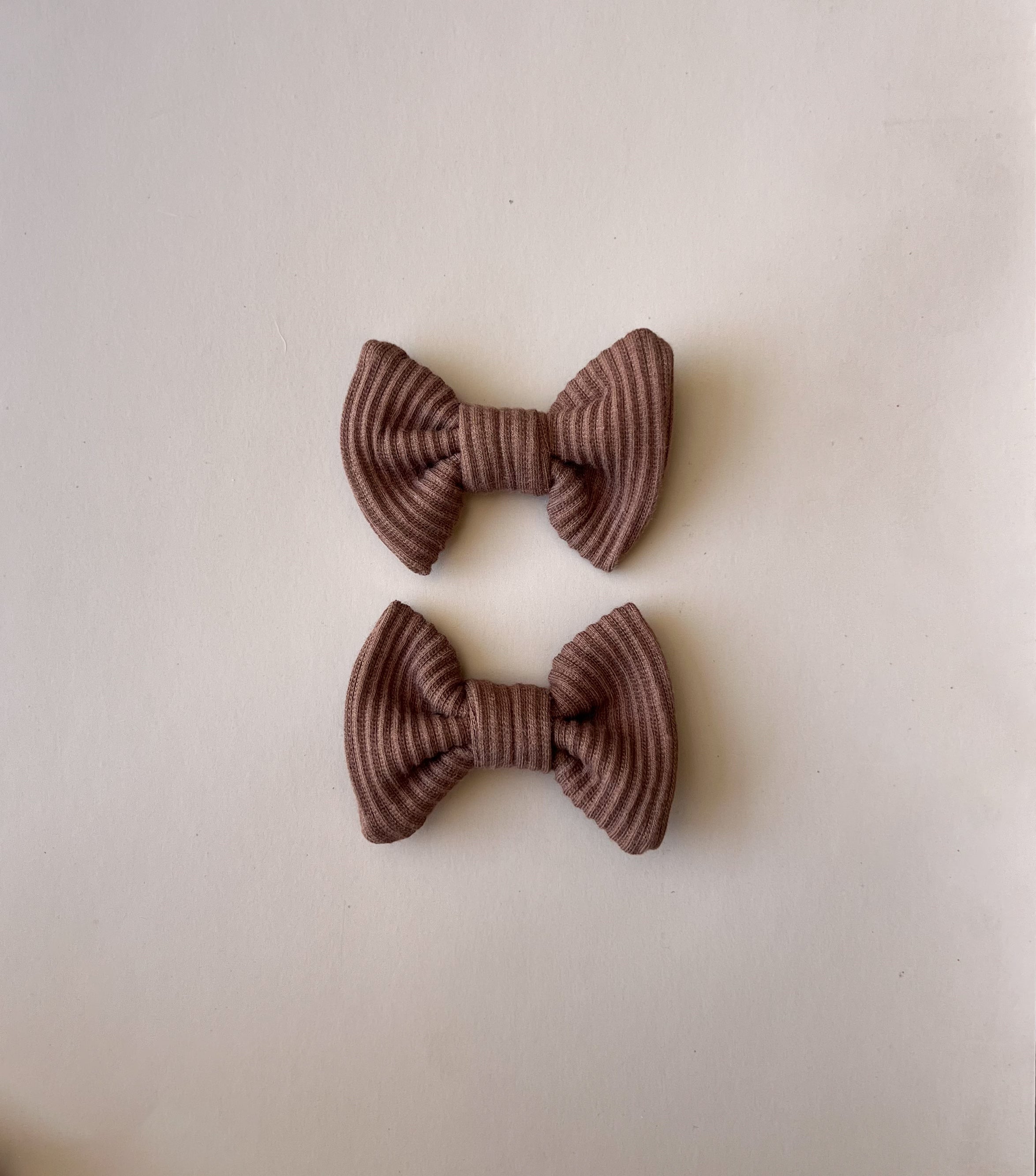 Bow Clip Set - Chocolate Rib