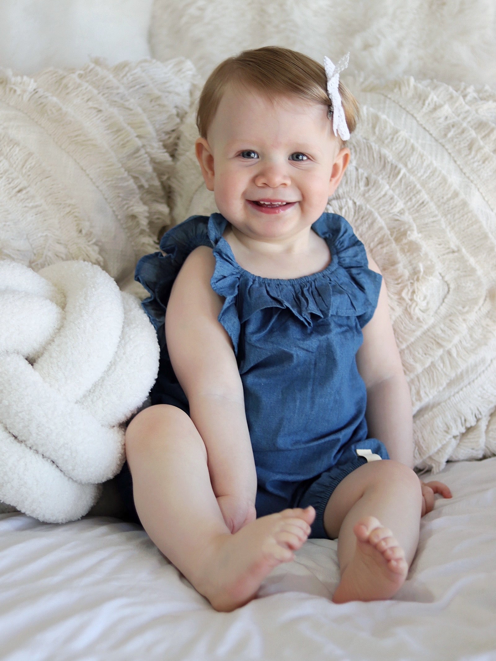 Ruffle Denim Jumpsuit