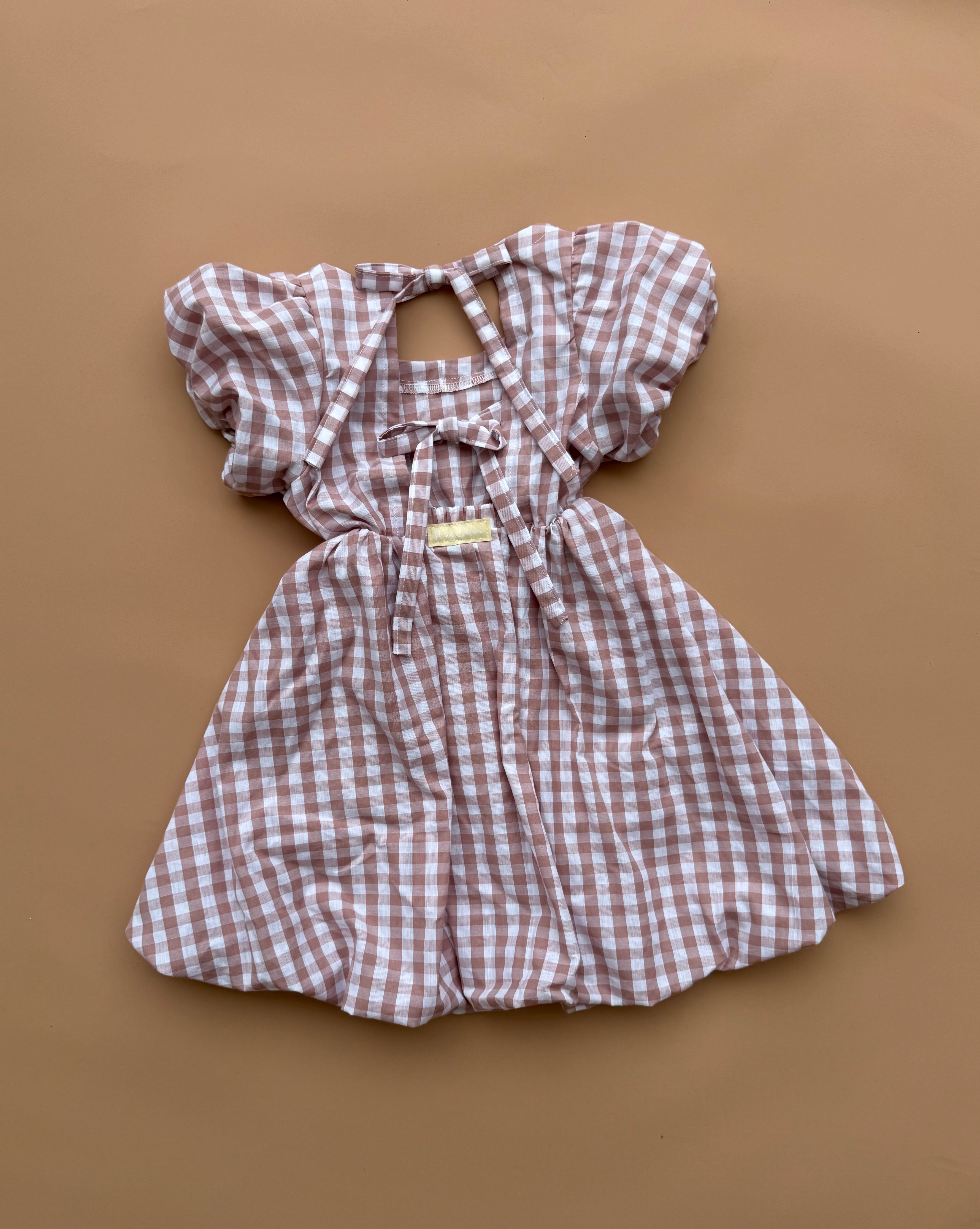 Ophelia Dress - Mauve Gingham (Made to Order)