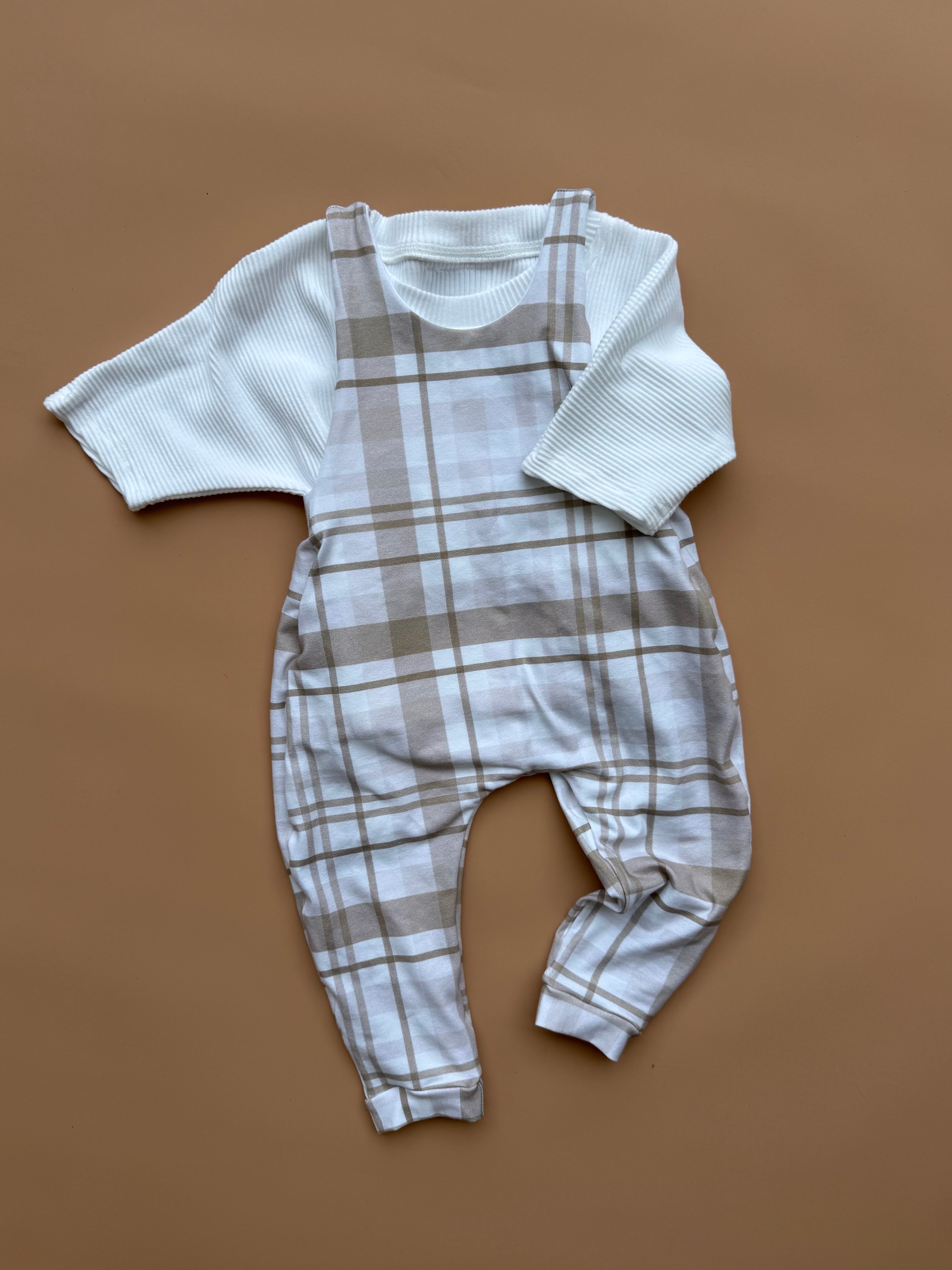 Romperalls - Neutral Plaid