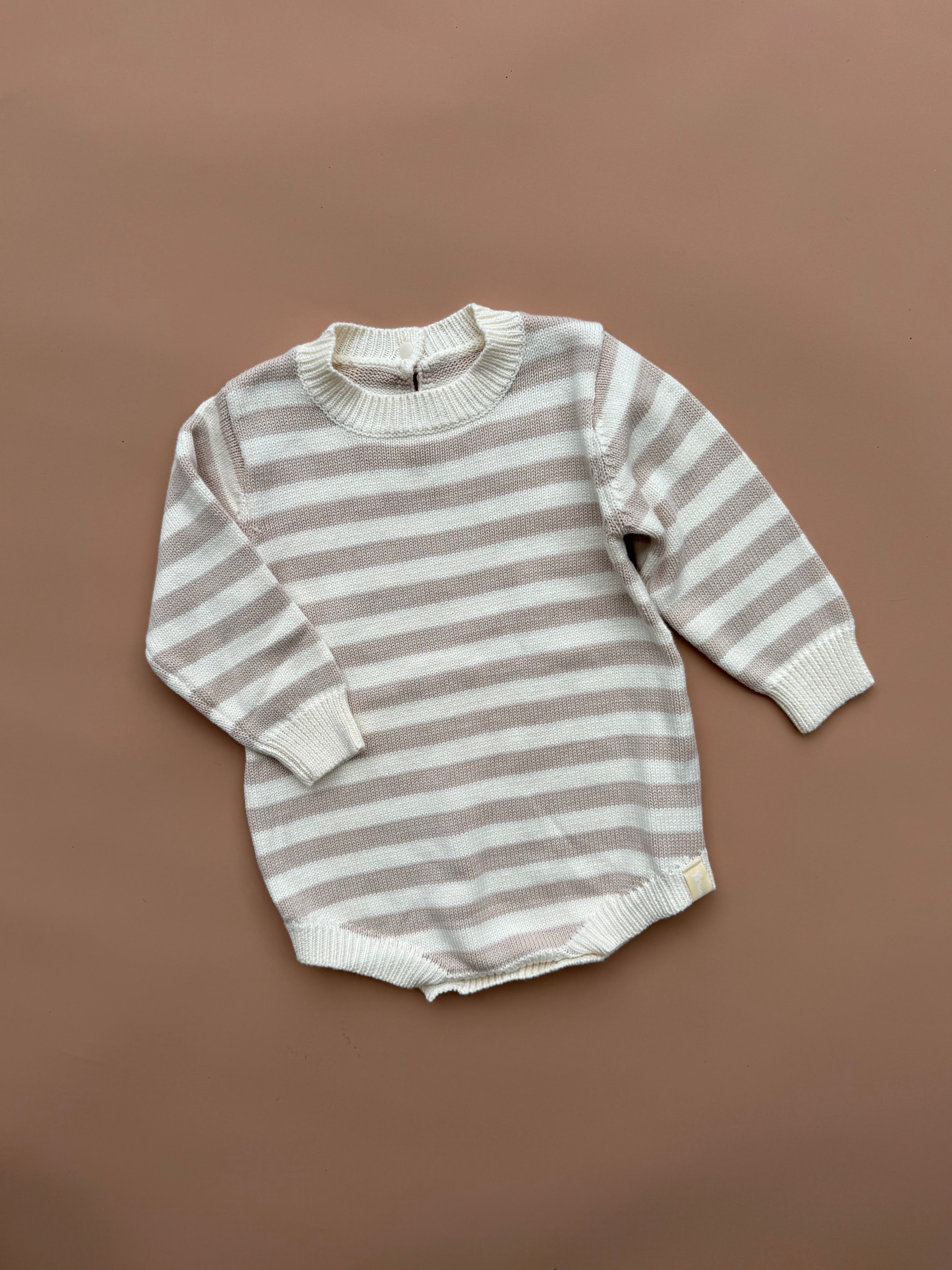 Stripe Knitted Romper - Neutral
