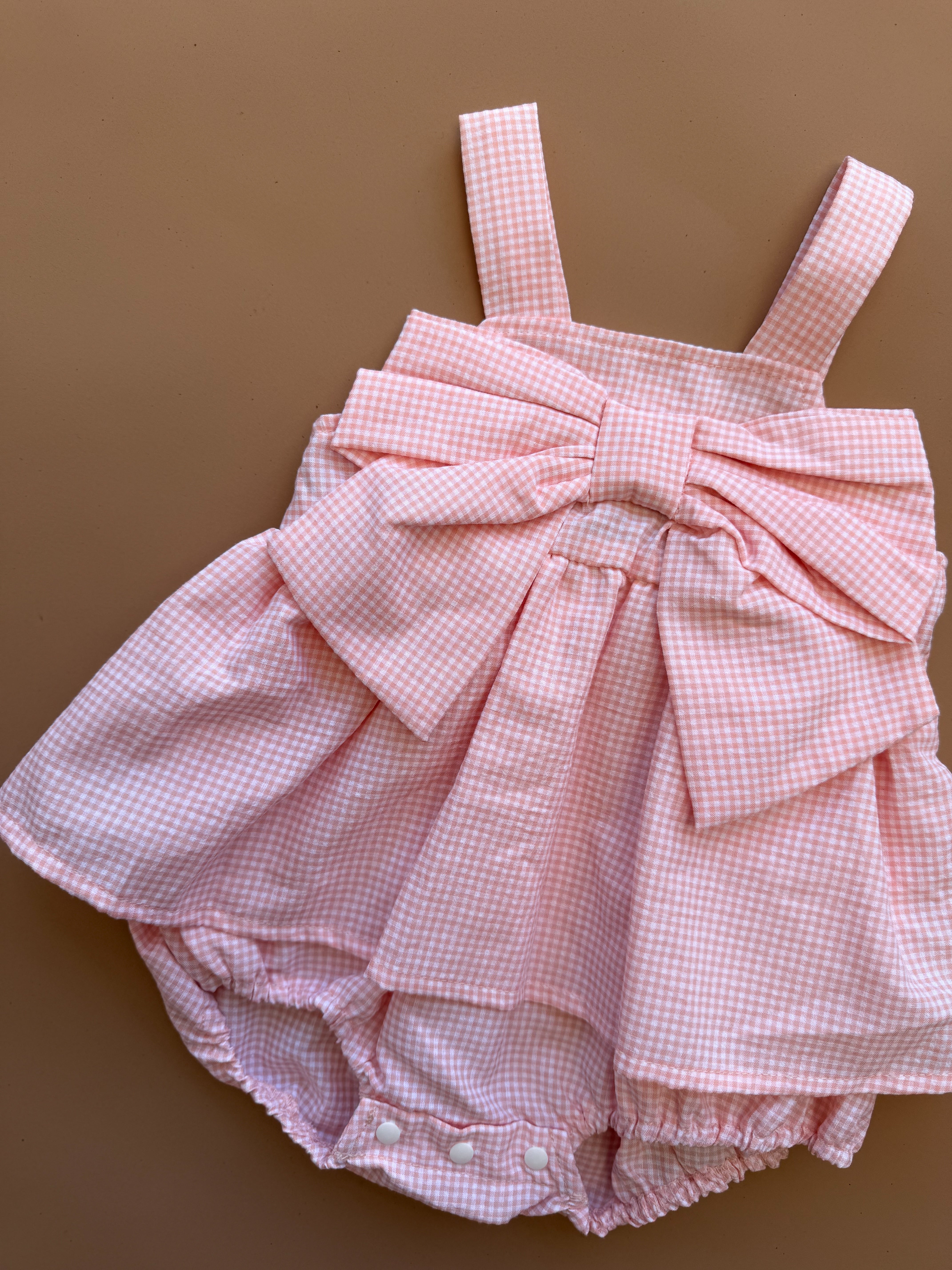 Bowie Romper - Peachy Gingham