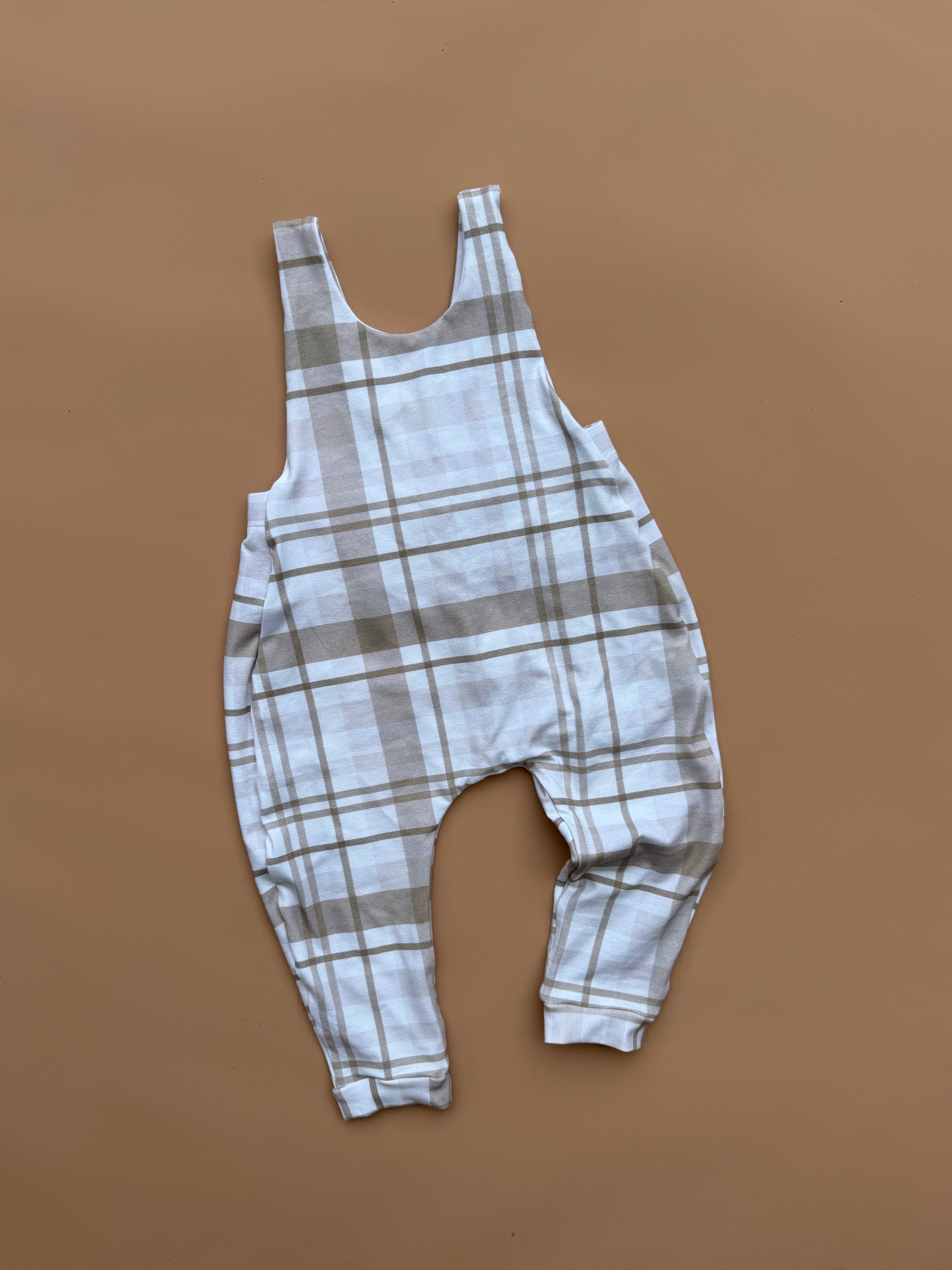 Romperalls - Neutral Plaid