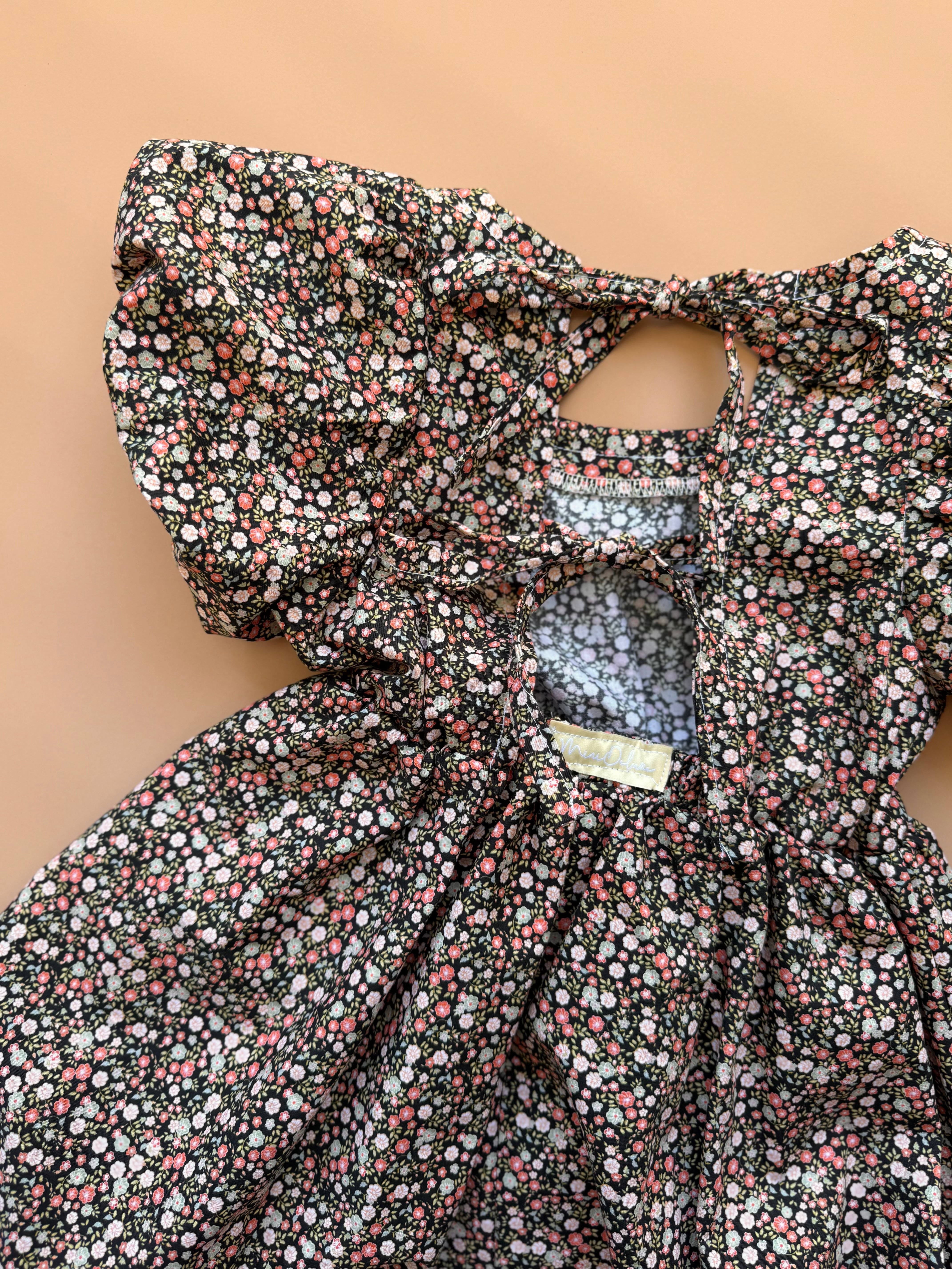 Ophelia Dress - Black Ditsy Floral (Made to Order)