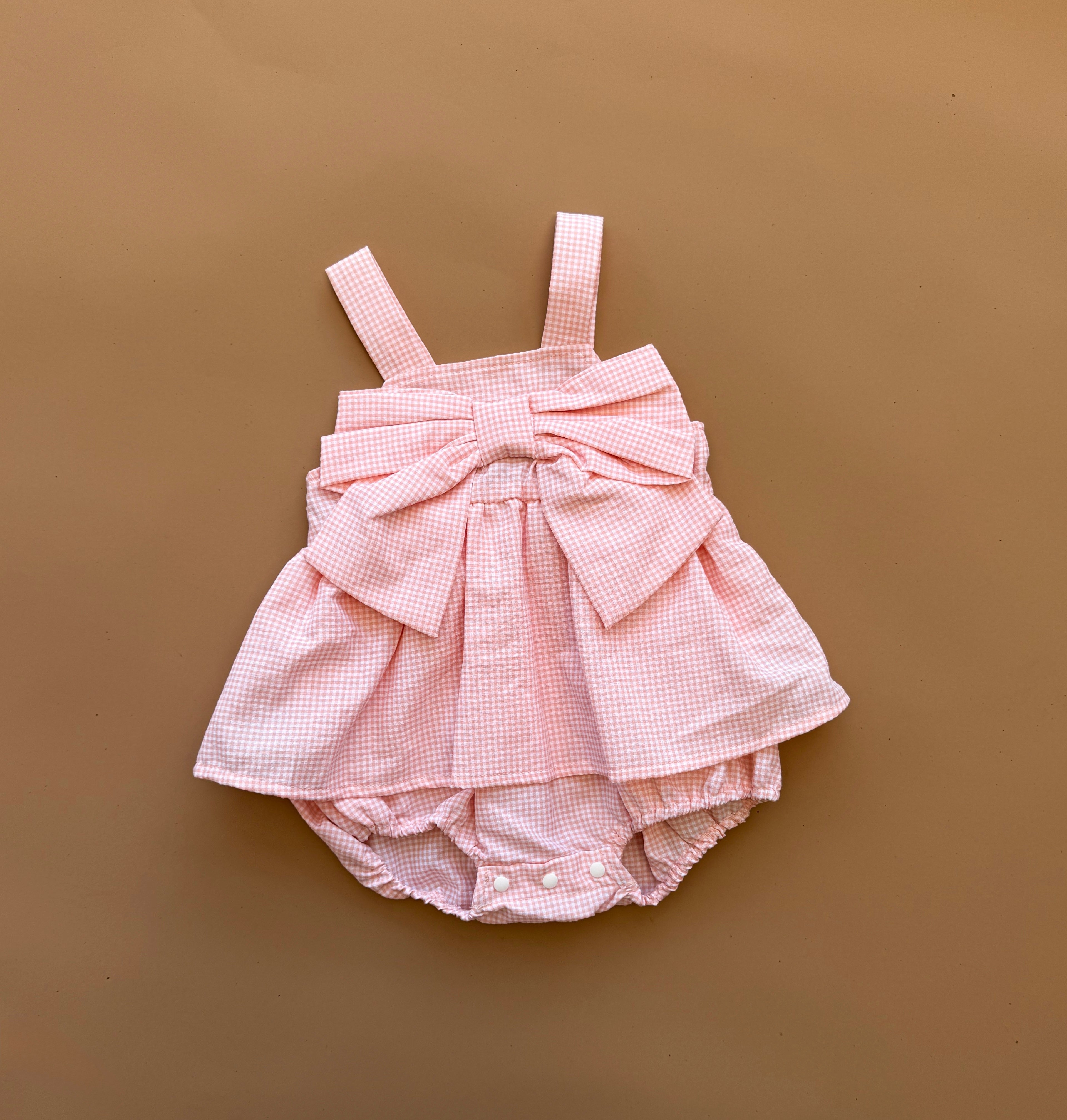 Bowie Romper - Peachy Gingham