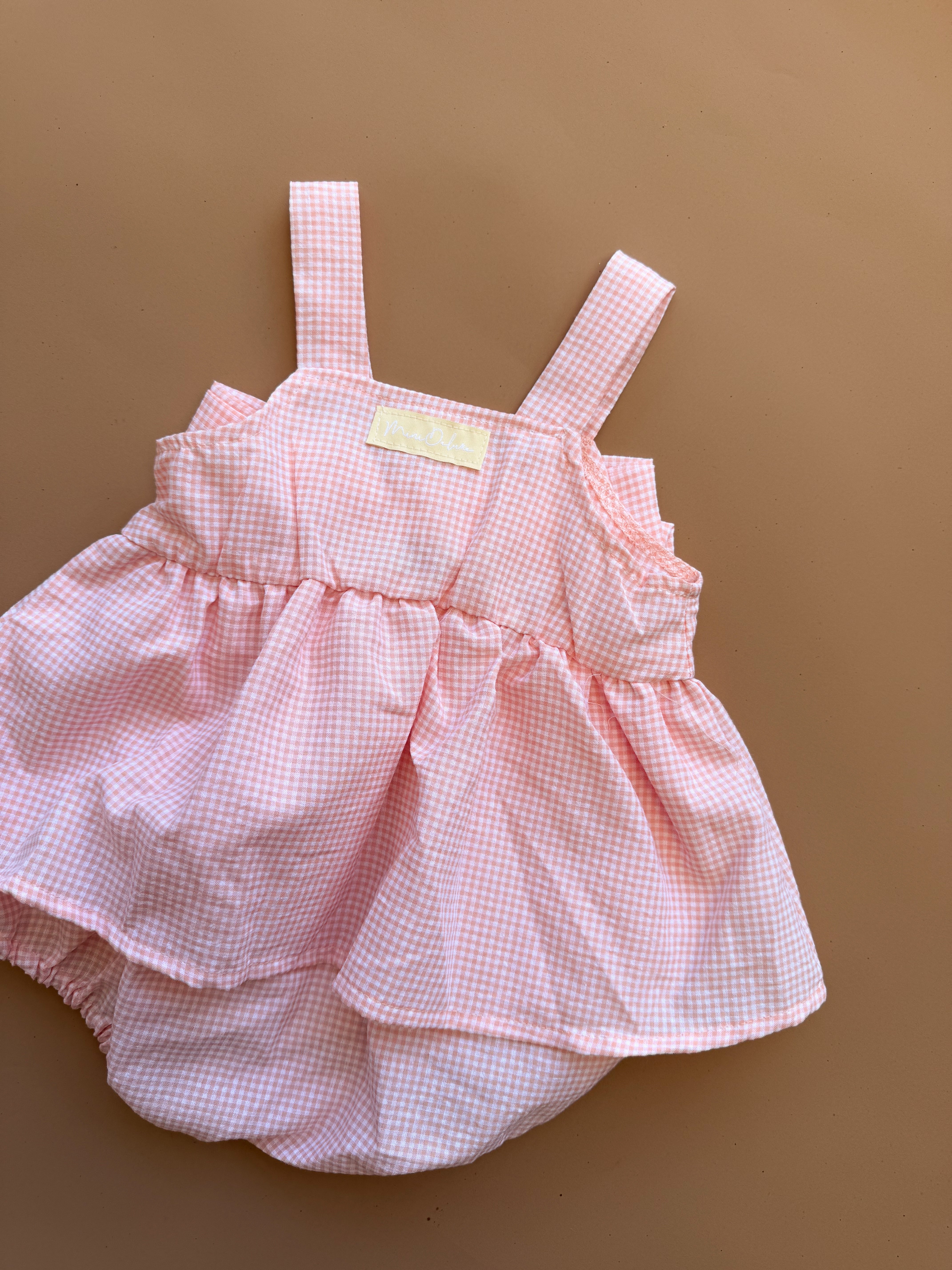 Bowie Romper - Peachy Gingham