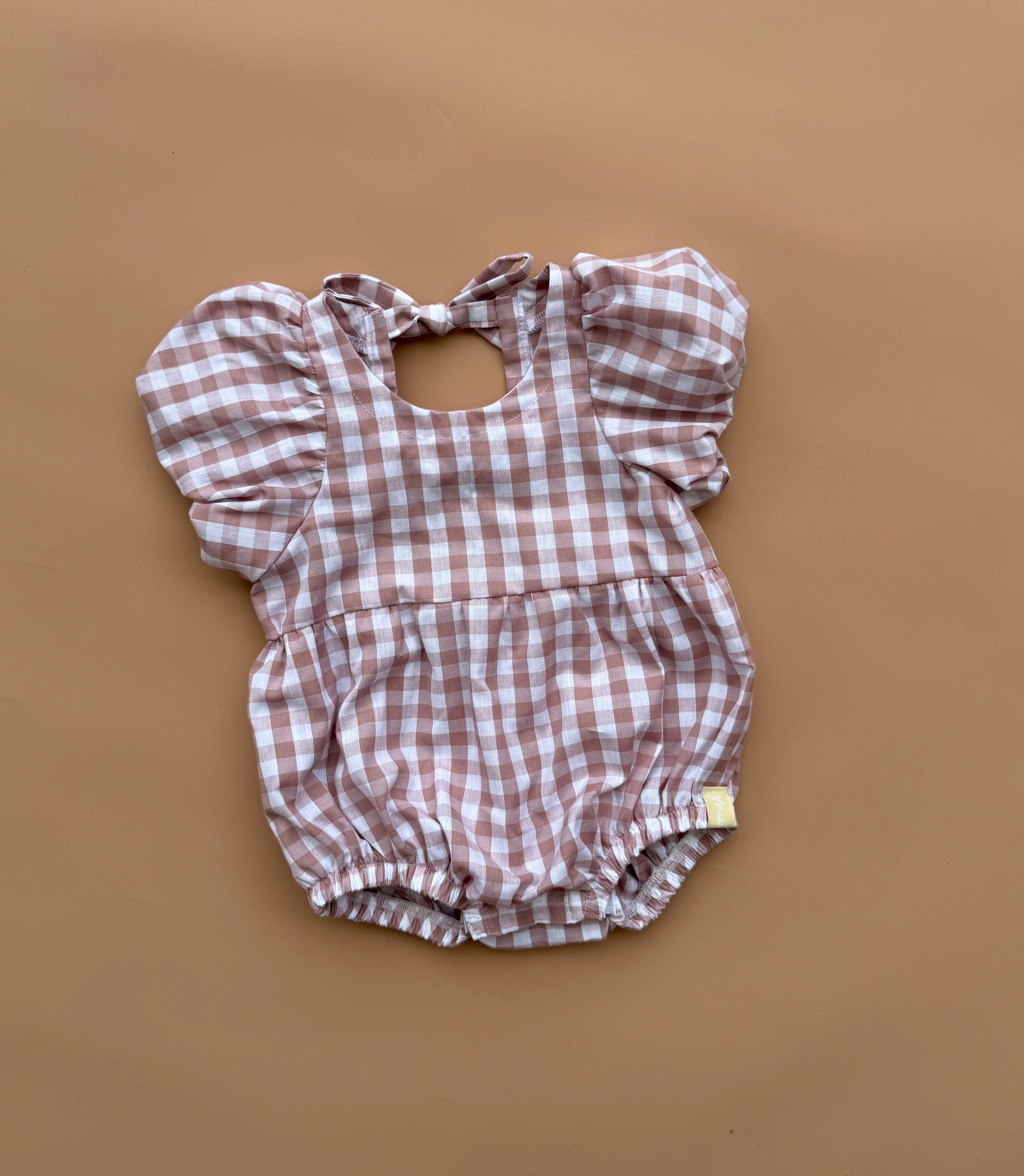 Ophelia Romper - Mauve Gingham (Made to Order)
