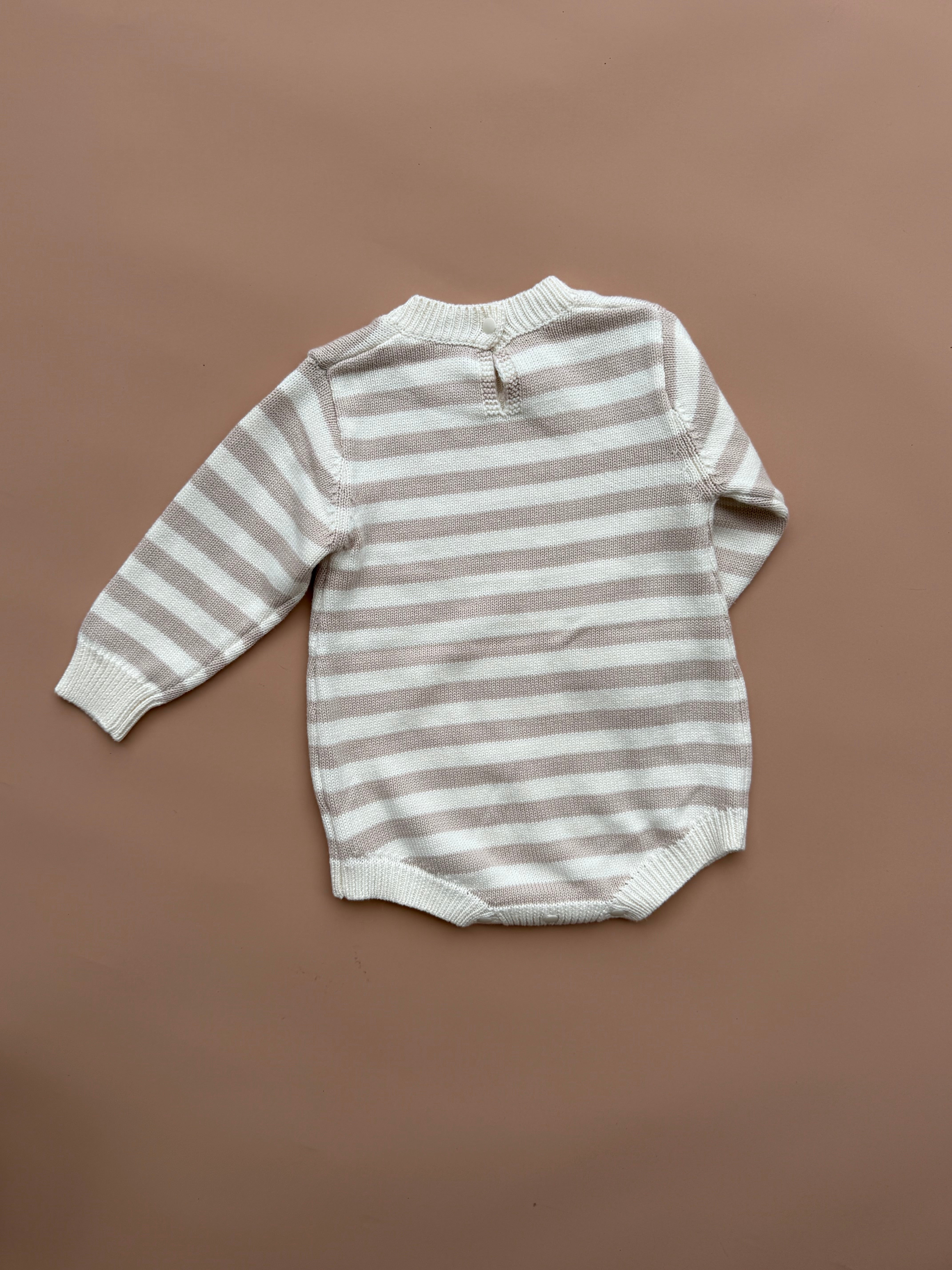 Stripe Knitted Romper - Neutral