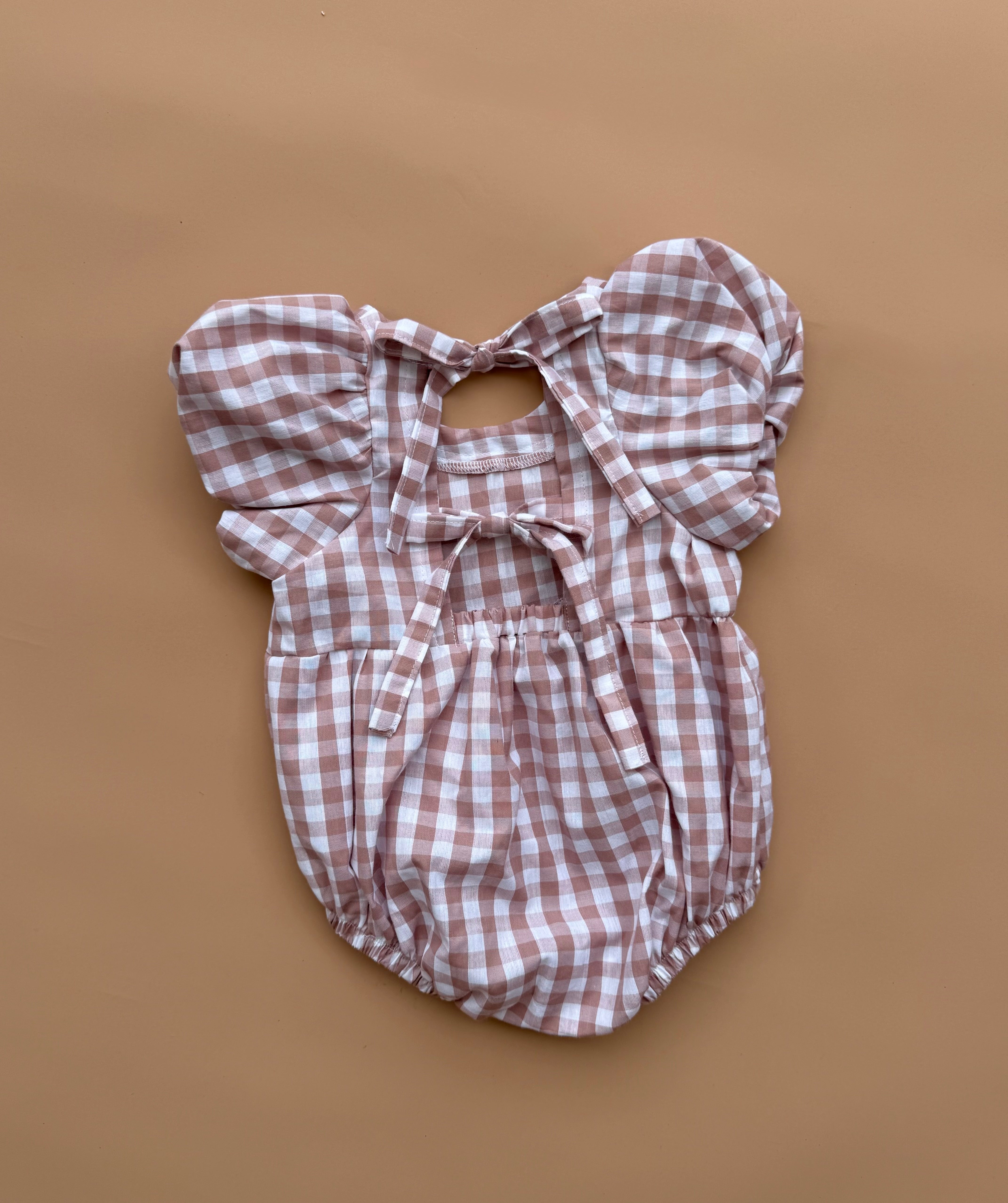 Ophelia Romper - Mauve Gingham (Made to Order)