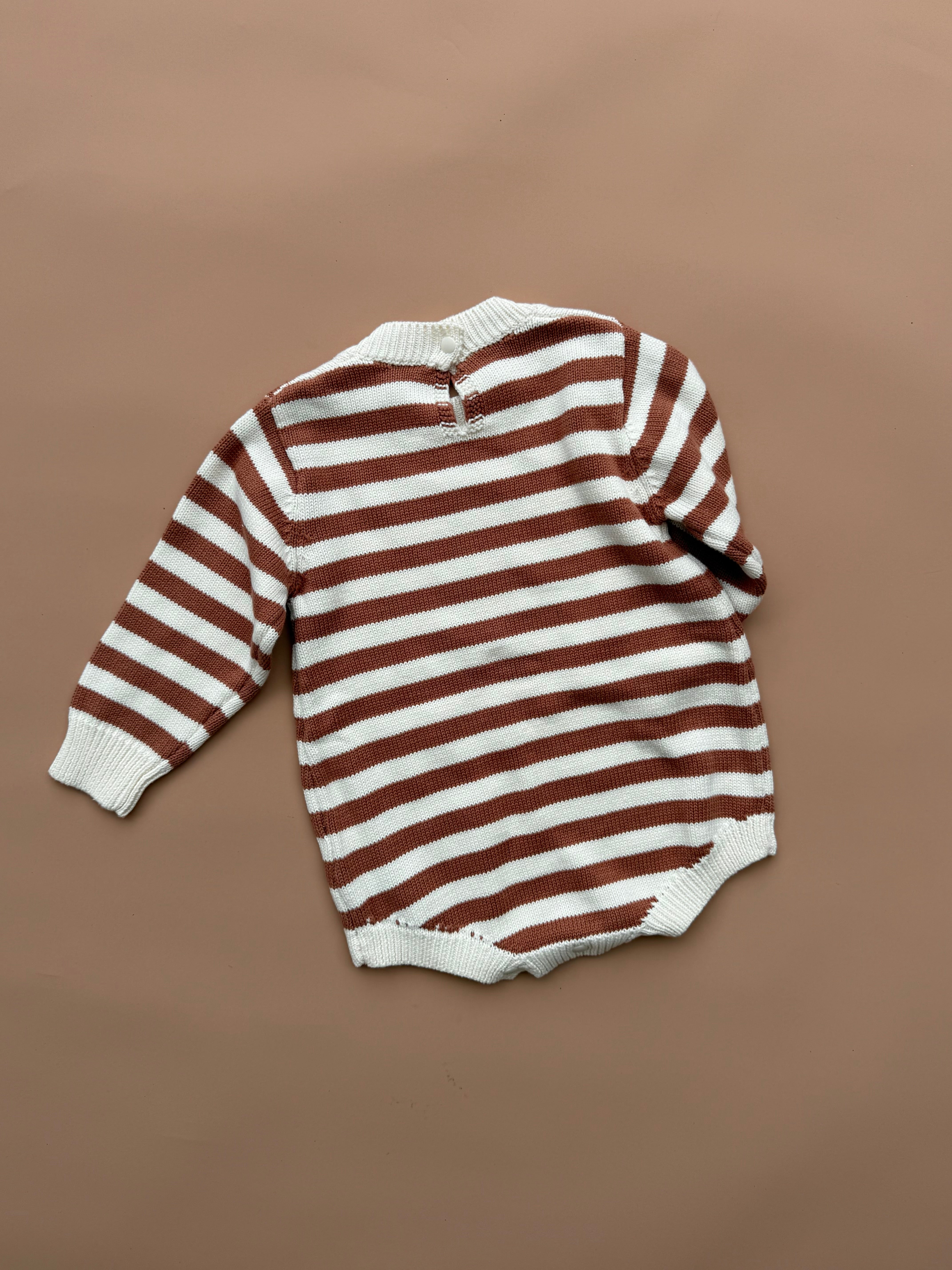 Stripe Knitted Romper - Toffee