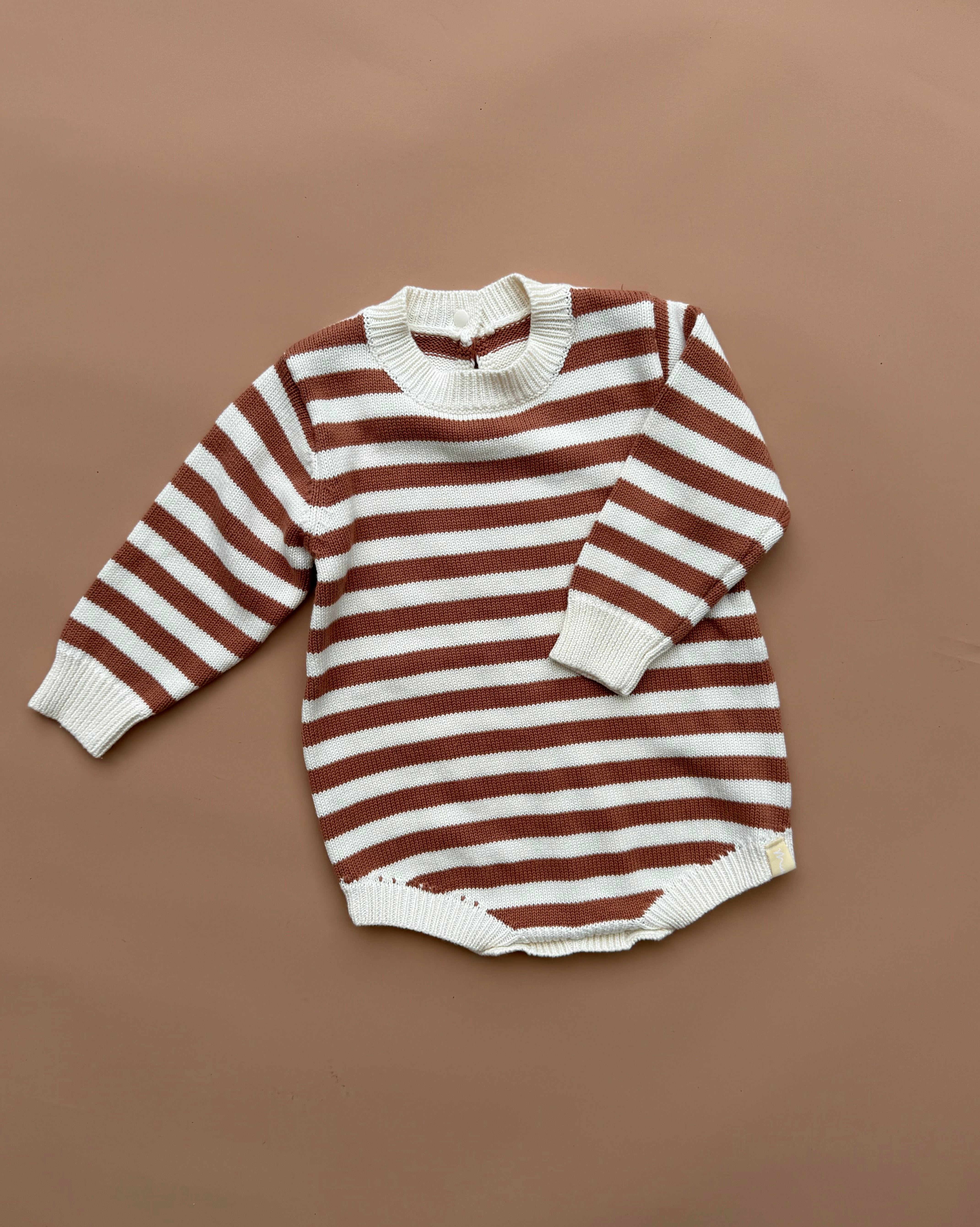 Stripe Knitted Romper - Toffee