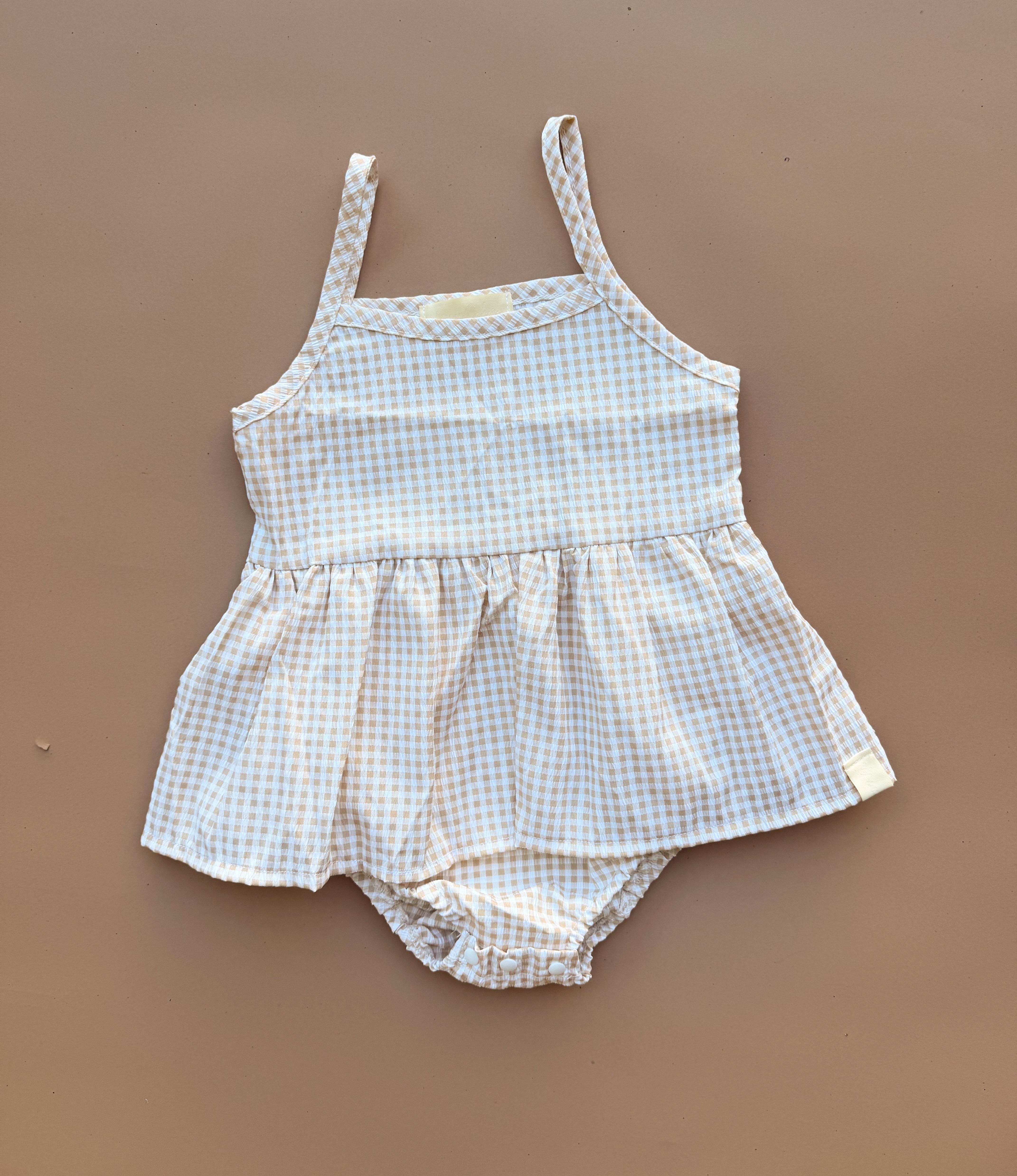 Zoe Romper - Natural Gingham