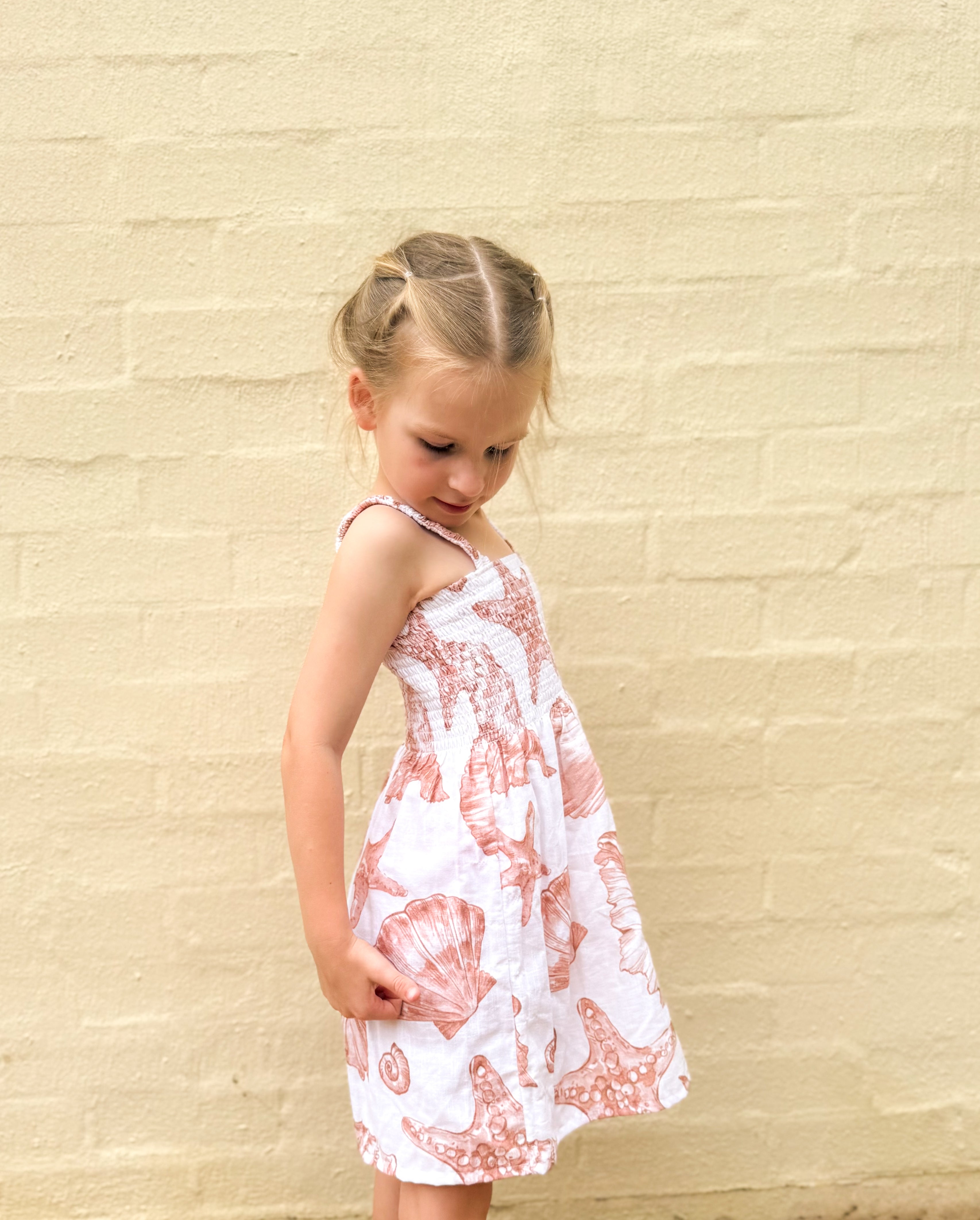 Amaya Dress - Linen Seashells